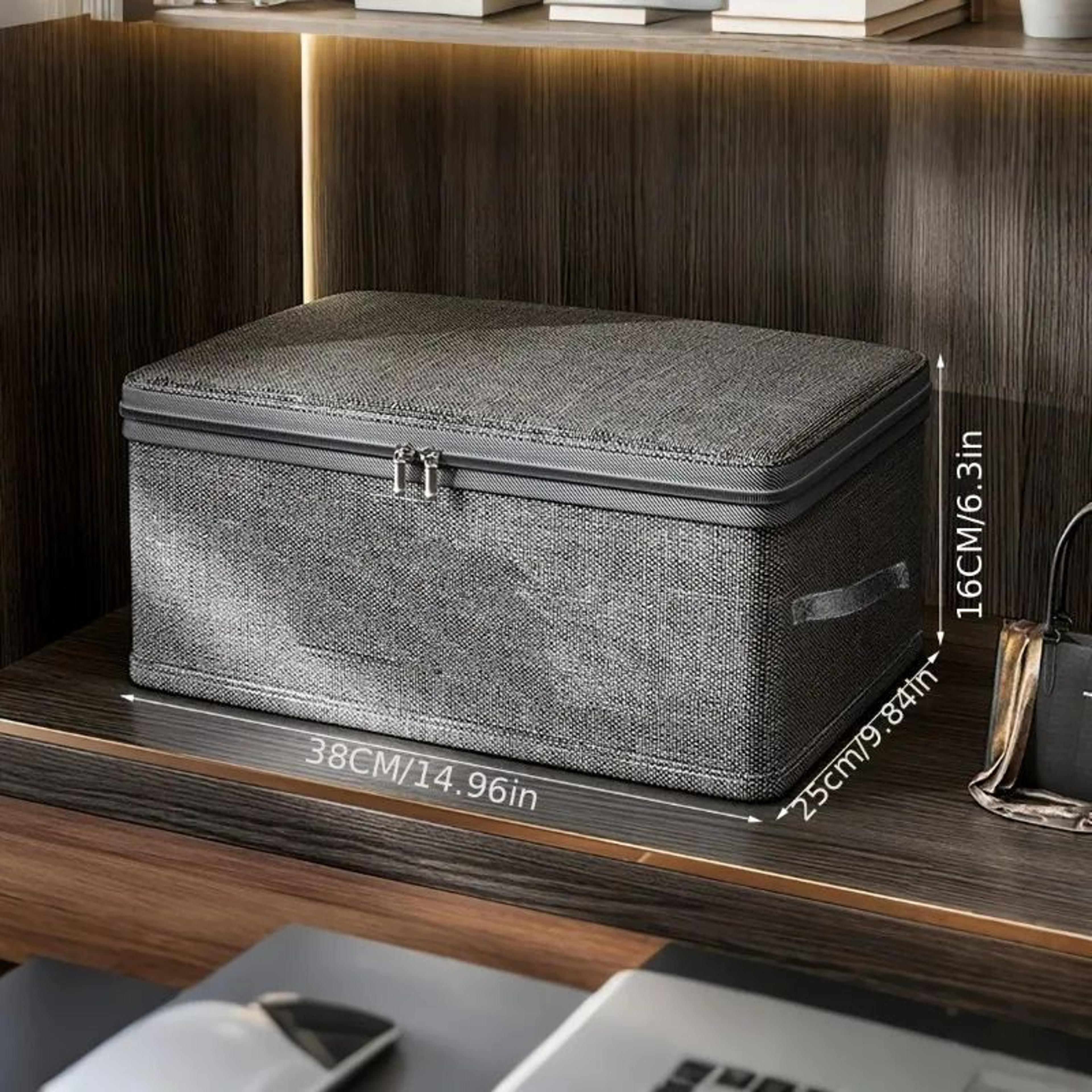 Stackable Fabric Storage Boxes  Foldable Polyester Organizer Bins With Lids  Handles For Clothes Cl 7