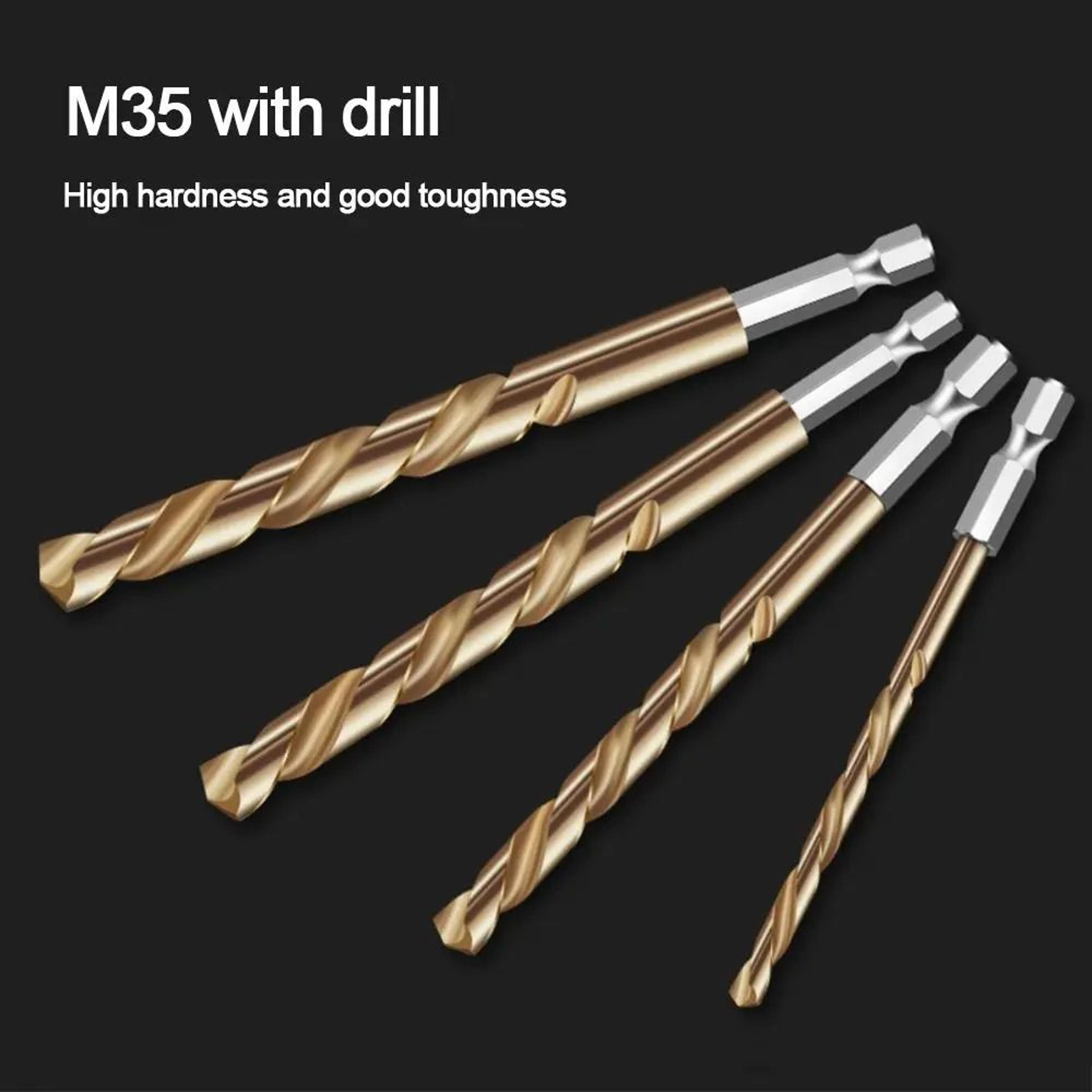 HSS Titanium Coated Twist Drill Bit  14 In Hex Shank Quick Change Power Tool For Wood Plastic Alumi