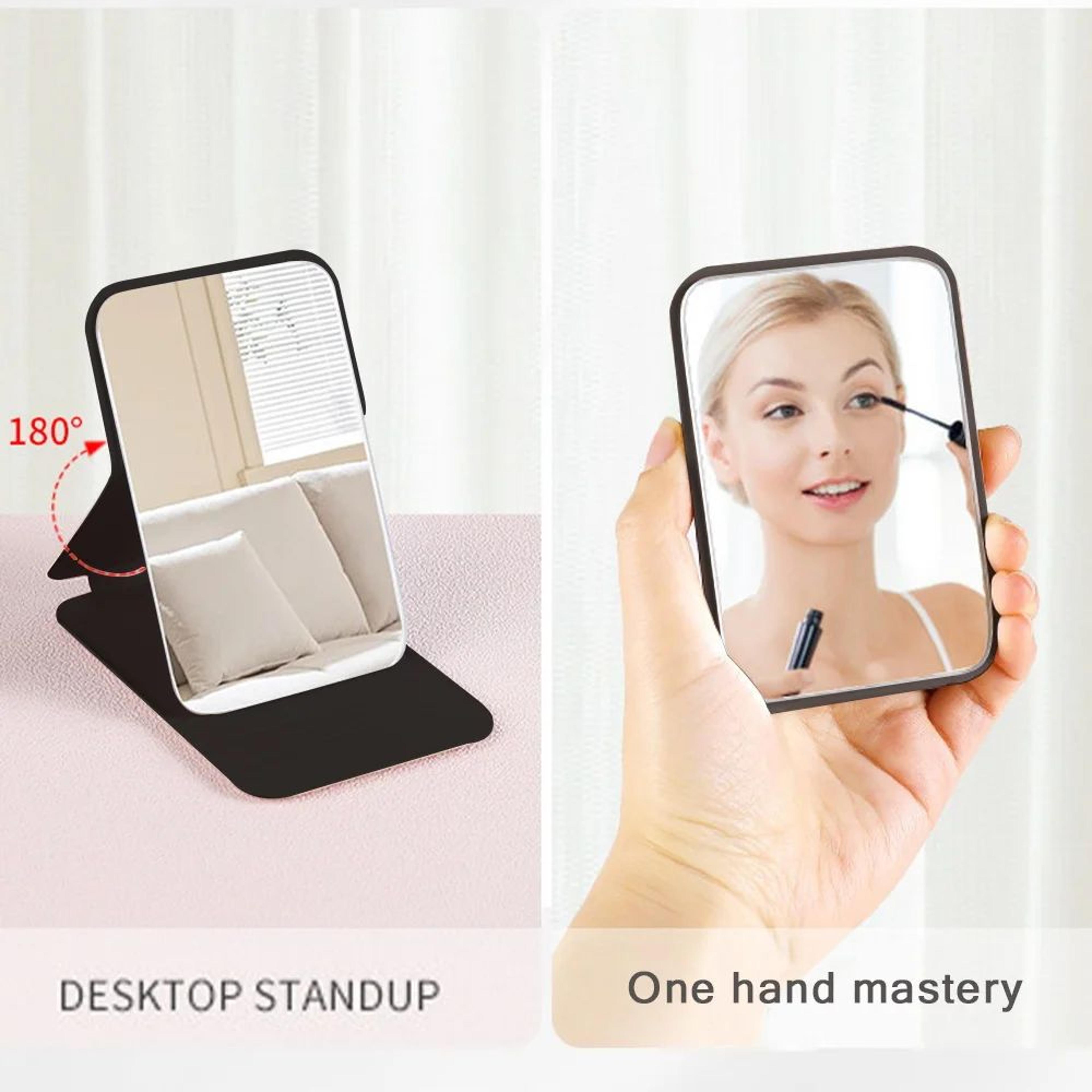 Portable Folding Makeup Mirror  Compact Desktop Vanity Mirror With Storage For Dorm Home Travel  Da 3