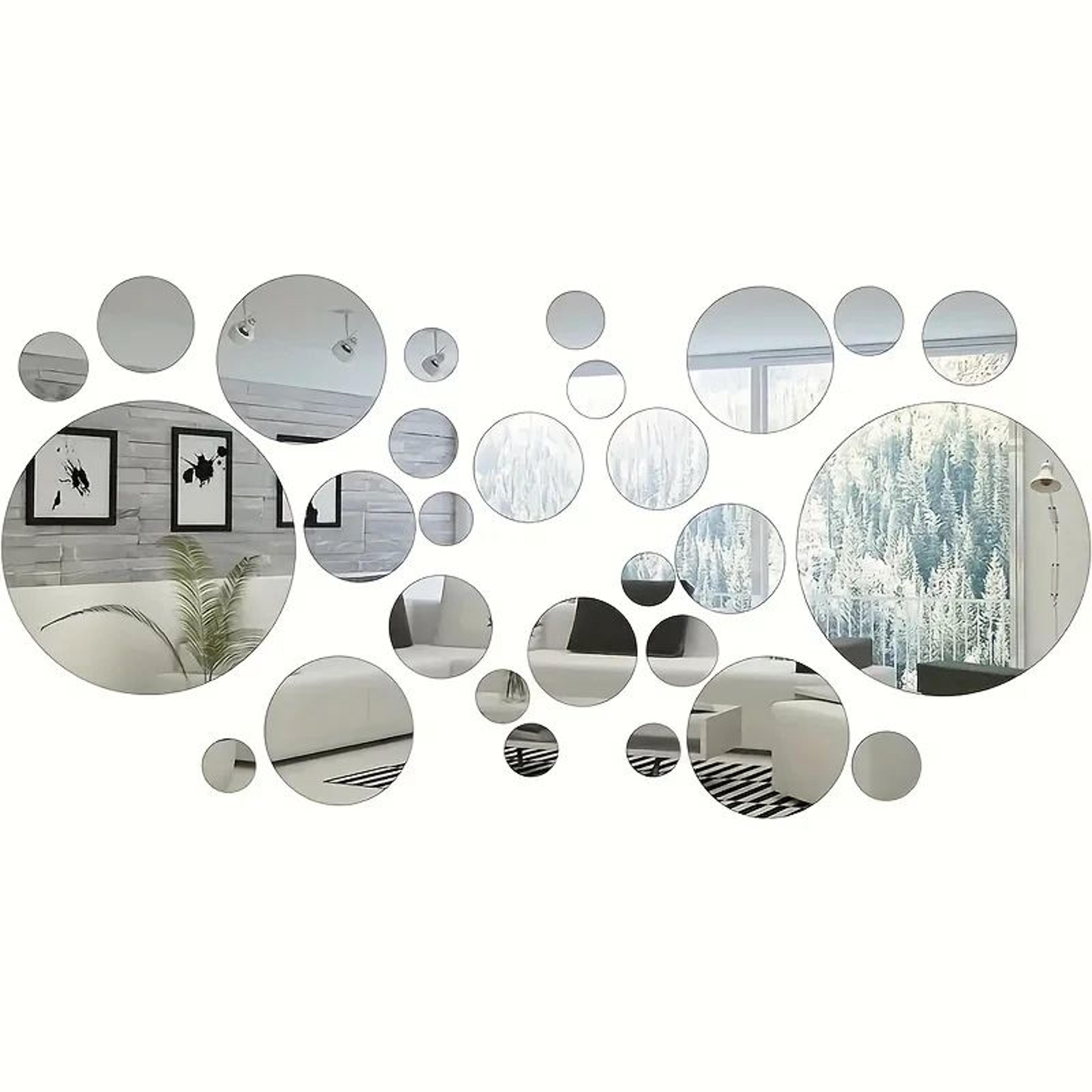 33pcs round acrylic mirror wall decor – 2d self-adhesive cosmetic mirror tiles for bedroom, bathroom & kitchen