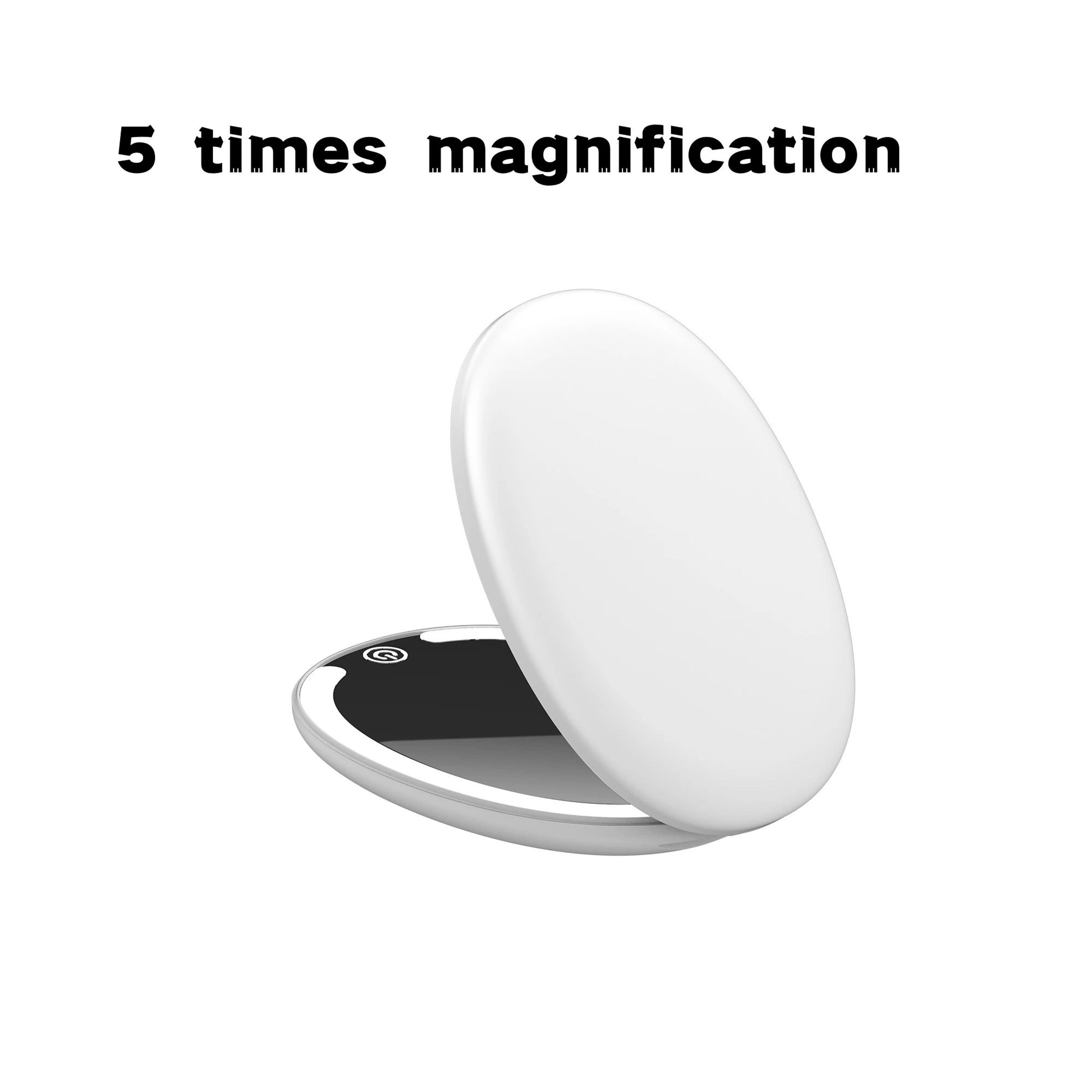 Rechargeable Travel Makeup Mirror  5X Magnifying DoubleSided LED Mirror With 3Color Light  Adjustab 2