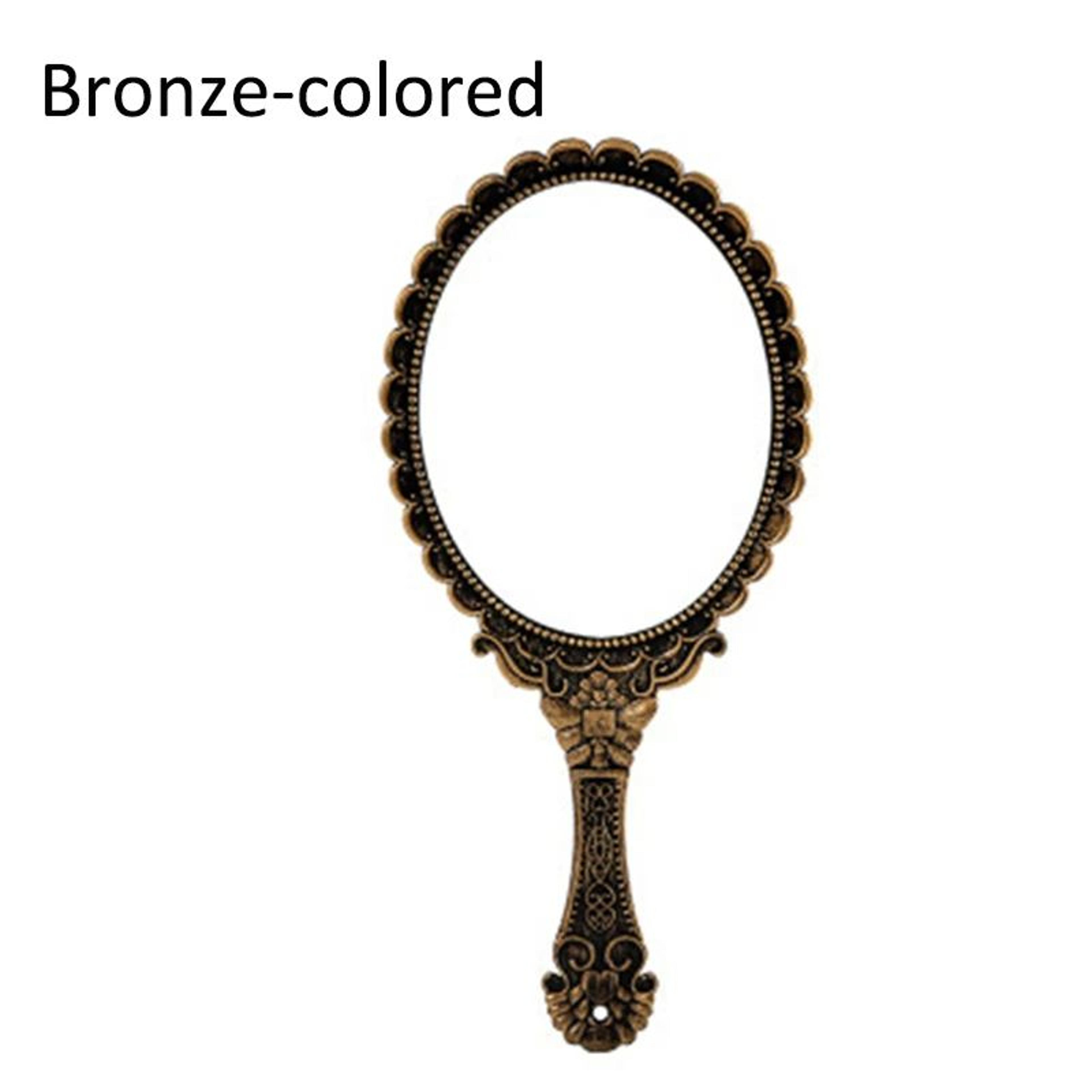 Vintage Handheld Makeup Mirror  European Oval Glass Cosmetic Mirror With Ornate ABS Handle For Beau 7