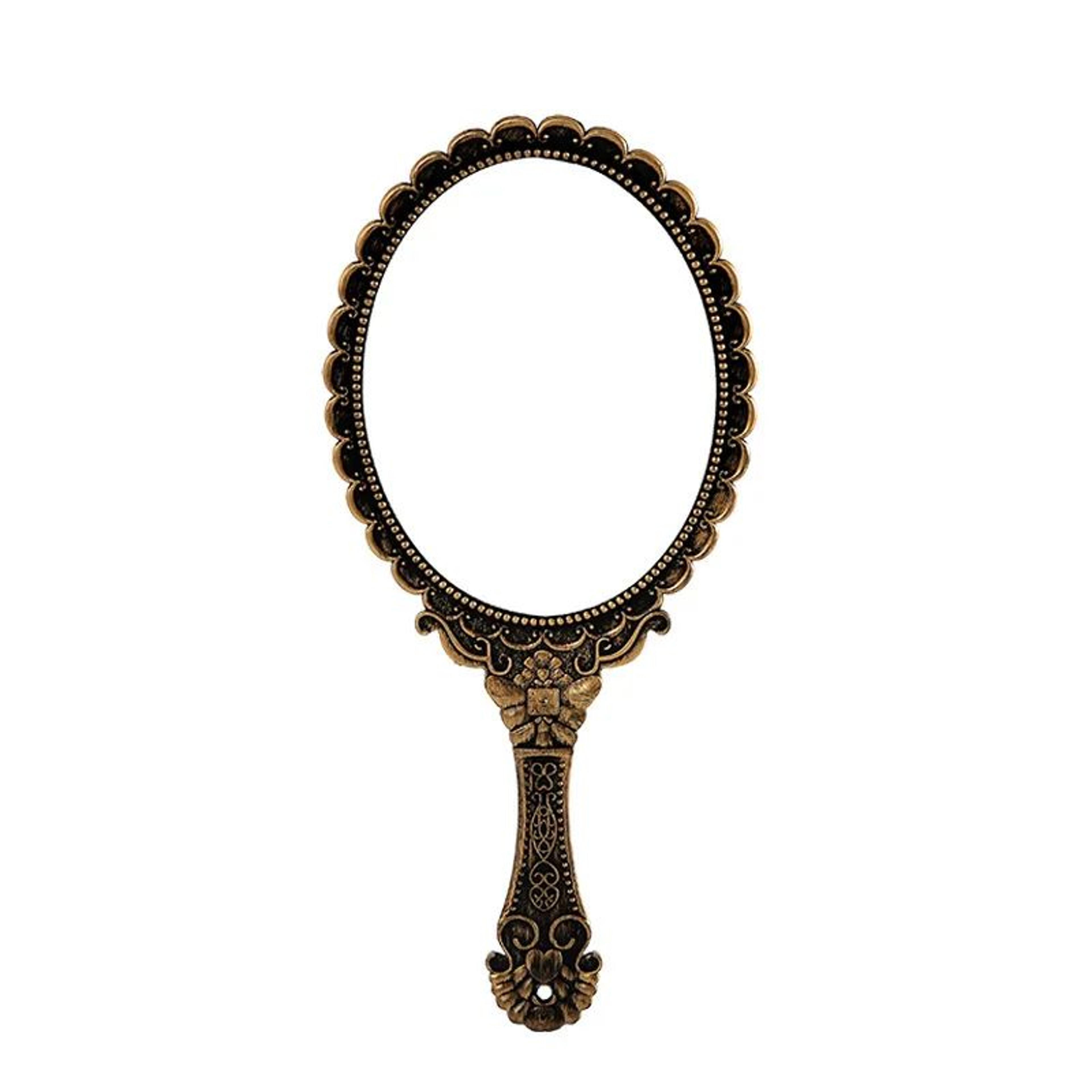 Vintage Handheld Makeup Mirror  European Oval Glass Cosmetic Mirror With Ornate ABS Handle For Beau 4