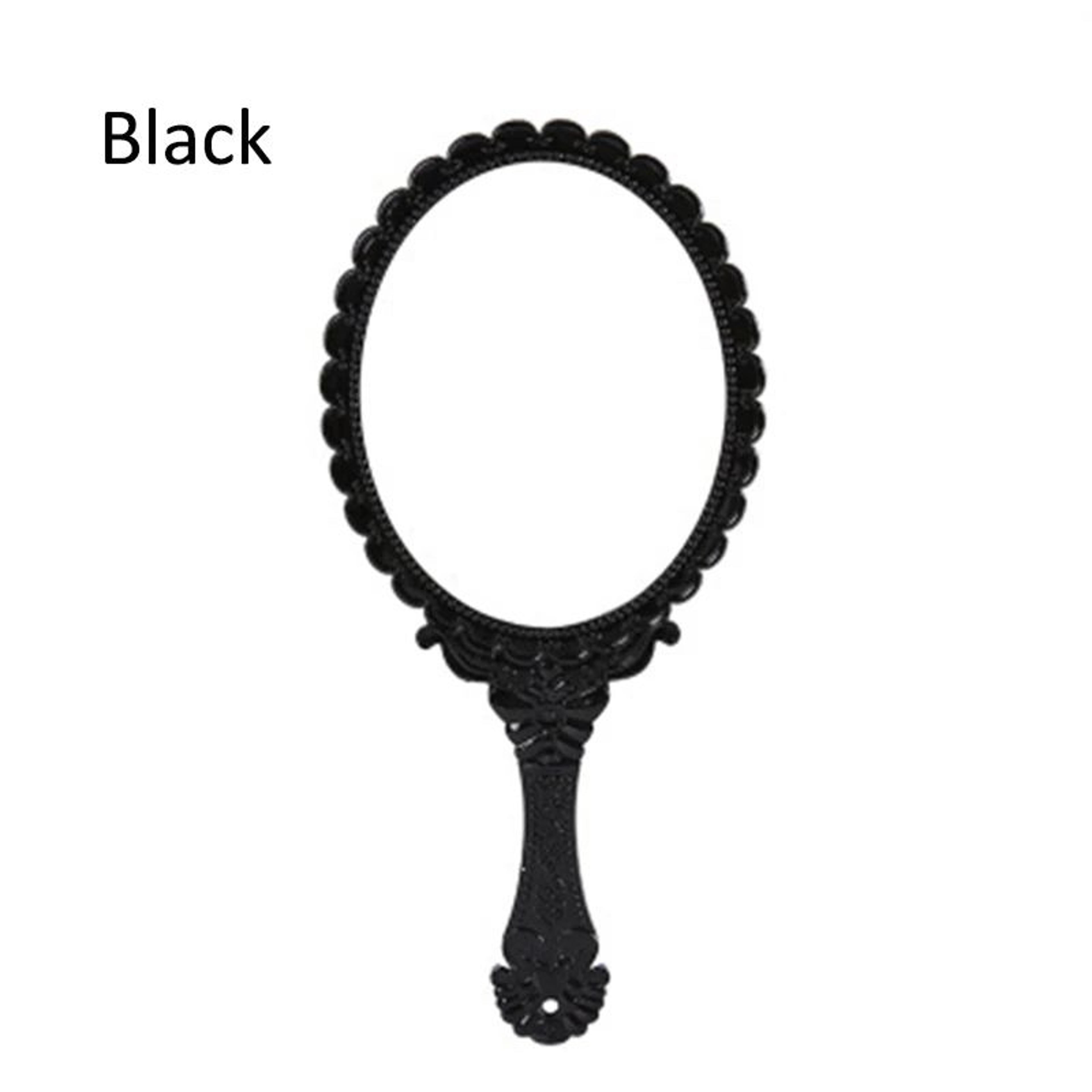 Vintage Handheld Makeup Mirror  European Oval Glass Cosmetic Mirror With Ornate ABS Handle For Beau 6