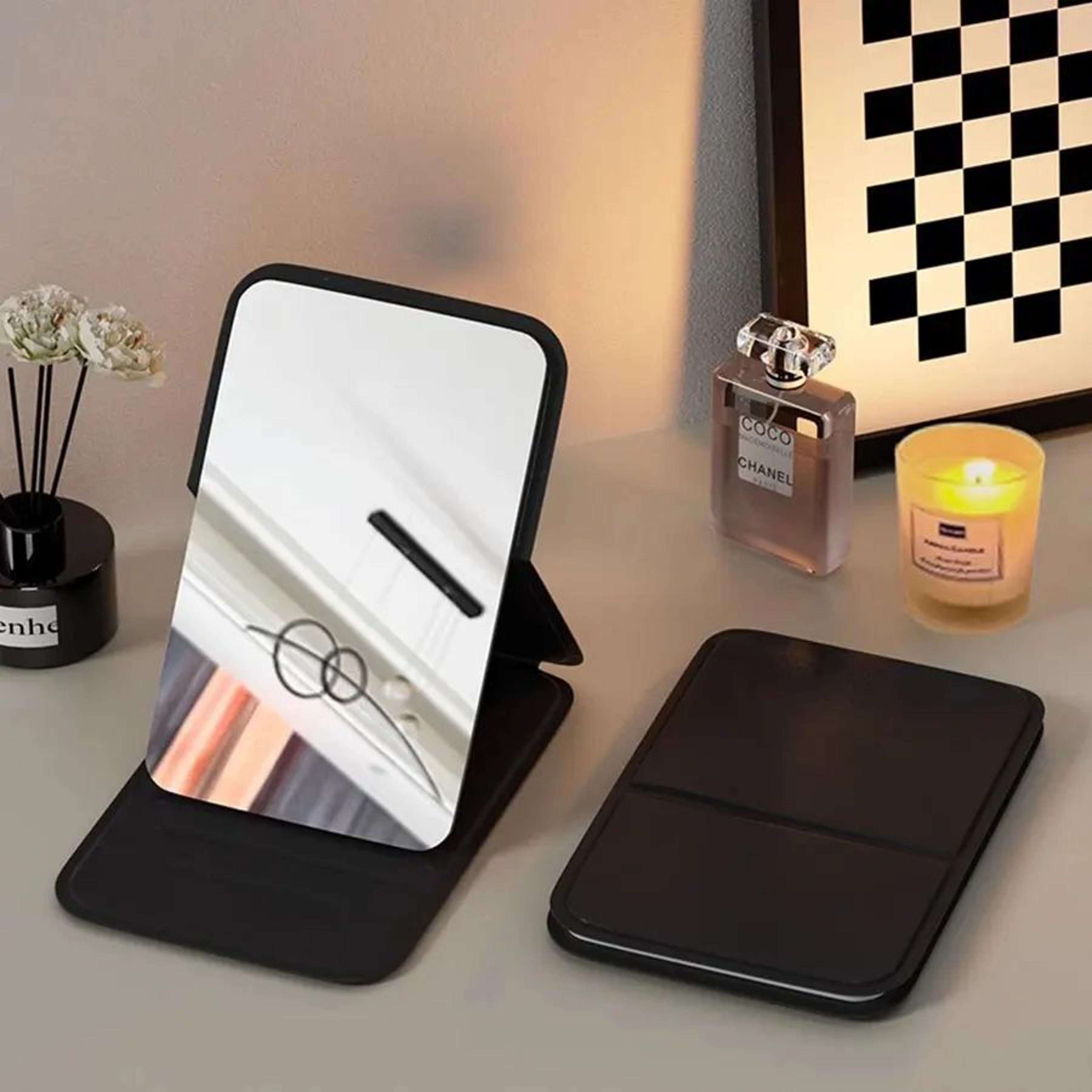 portable folding makeup mirror – compact desktop vanity mirror for travel, dorm, home, women & men daily grooming