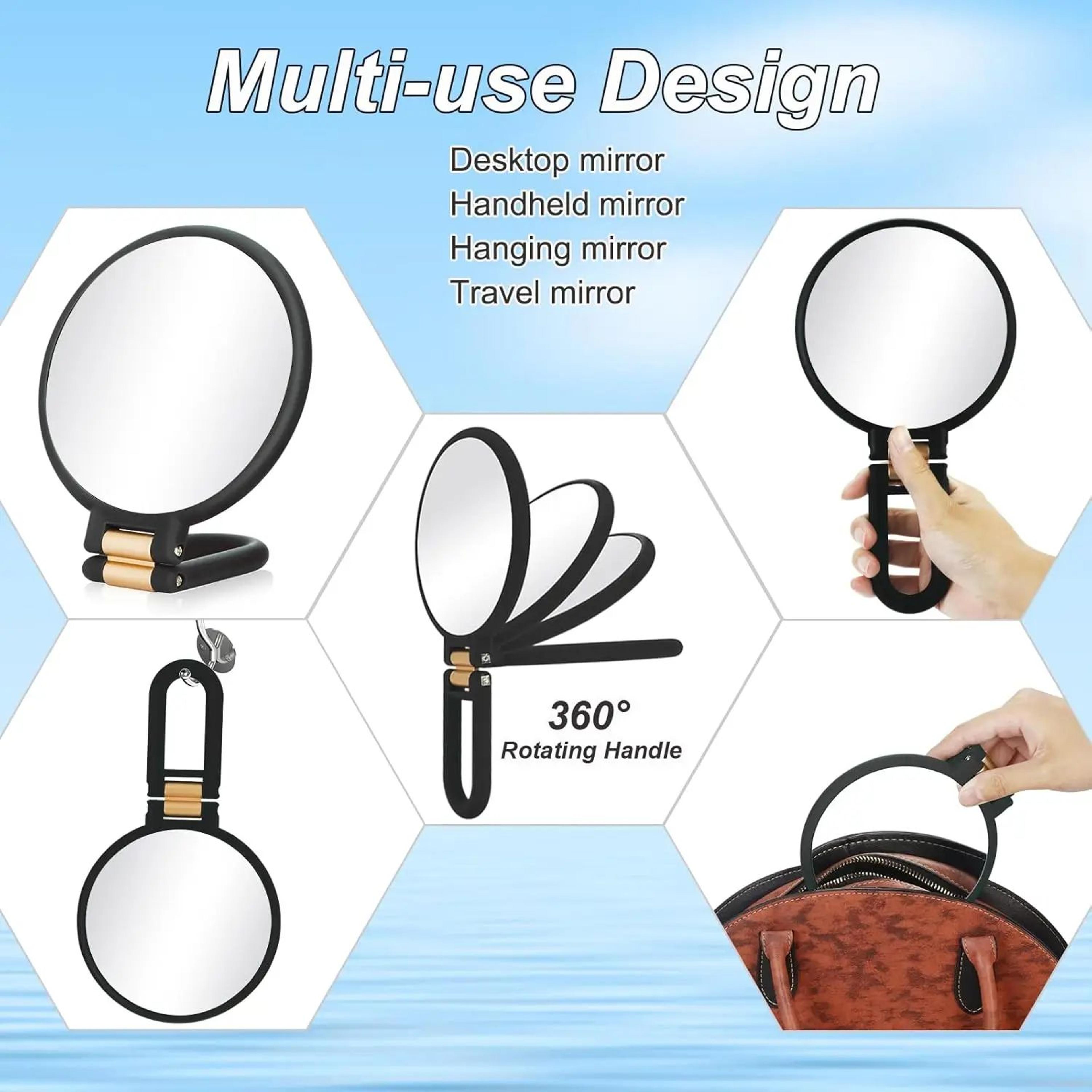 Foldable 20X1X Makeup Mirror  DoubleSided Magnifying Hand Mirror With 360 Handle Stand  Portable Tr 3