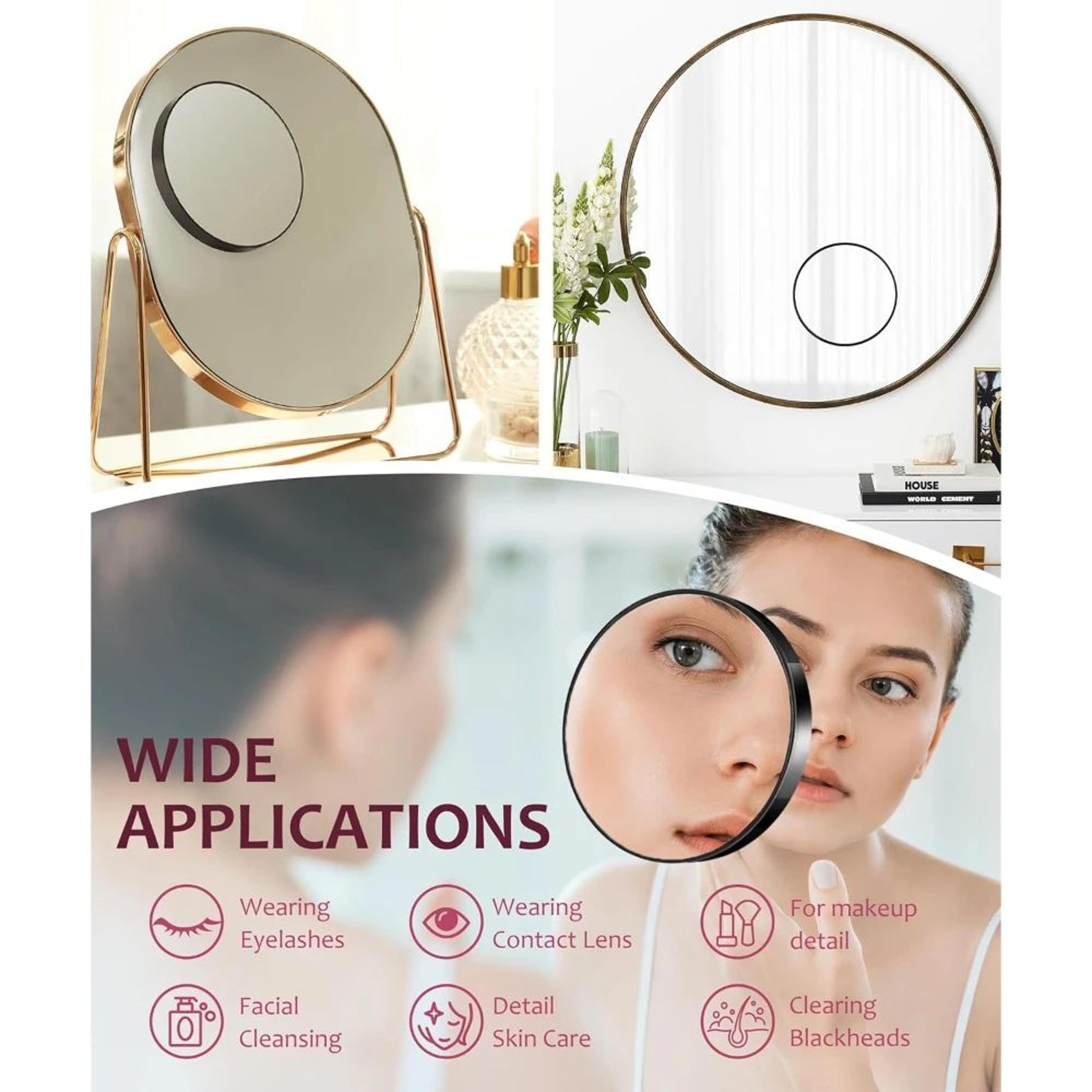 20X 30X 40X Magnifying Mirror Set  35In Compact Makeup Mirrors With Tweezers  Suction Cups For Trav 3