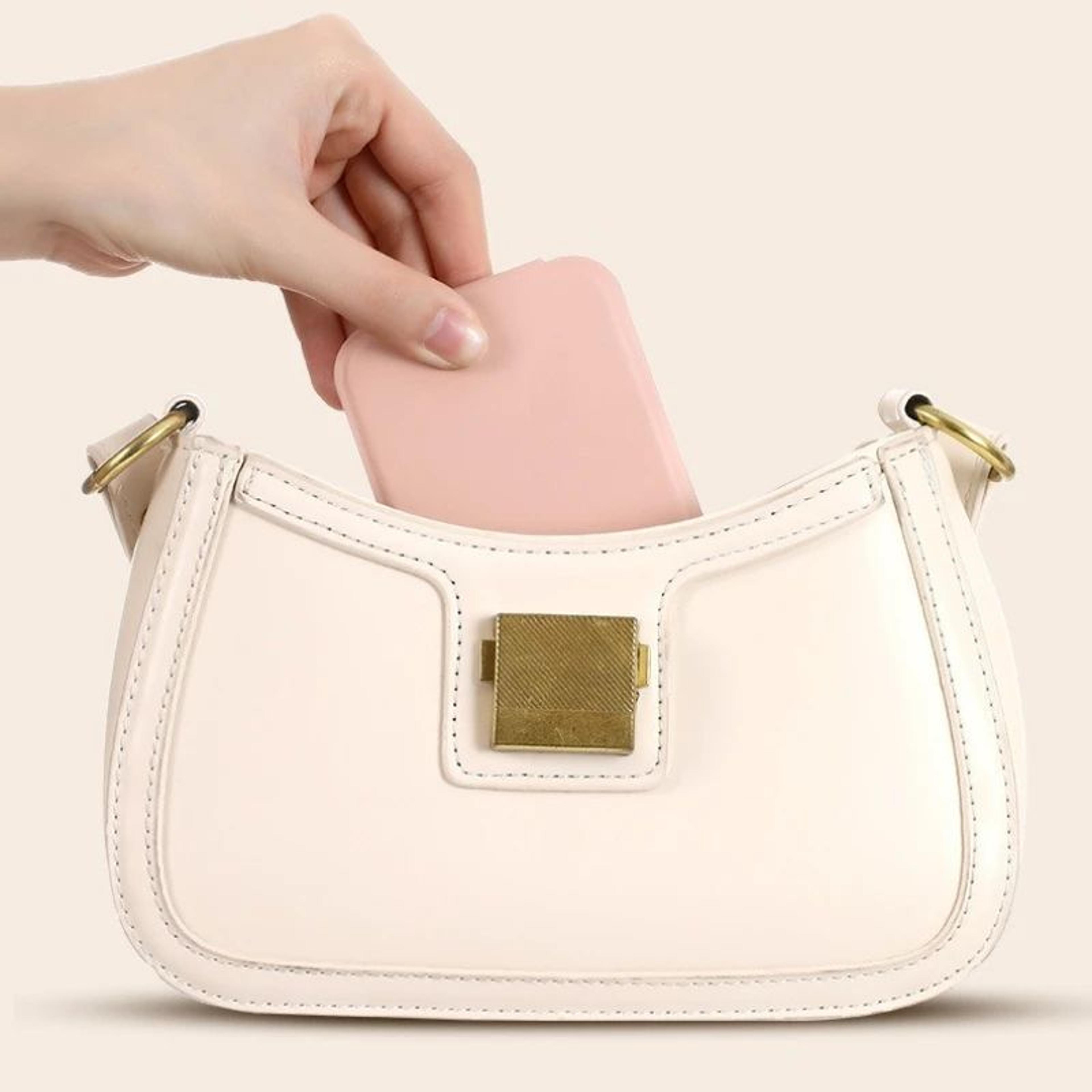 Mini Foldable Makeup Mirror  Portable PU Leather Pocket Vanity Mirror For Travel Students Handbags  5