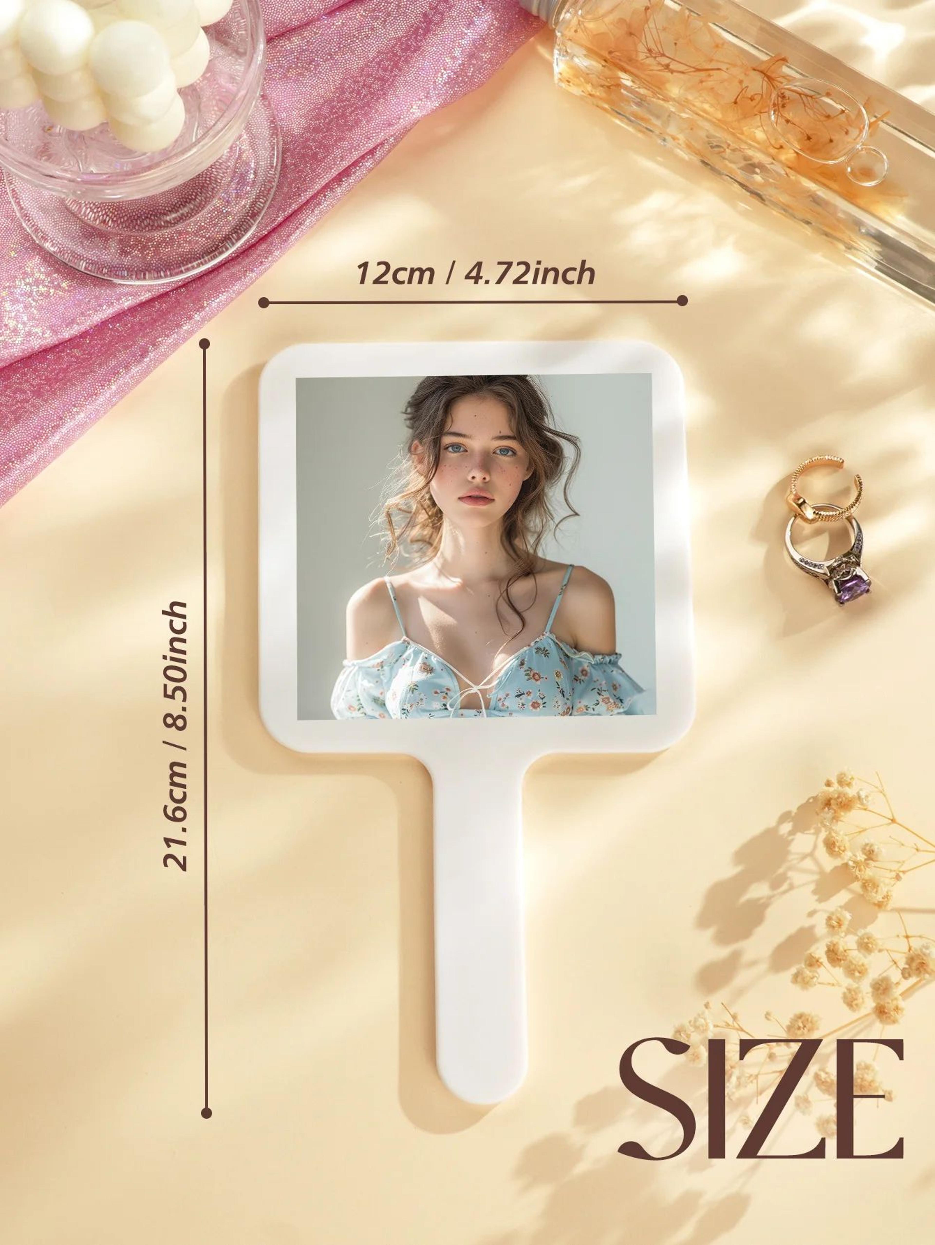 Personalized Handheld Makeup Mirror  Custom Text Photo Or Logo Compact Mirror For Travel Office Dai 5
