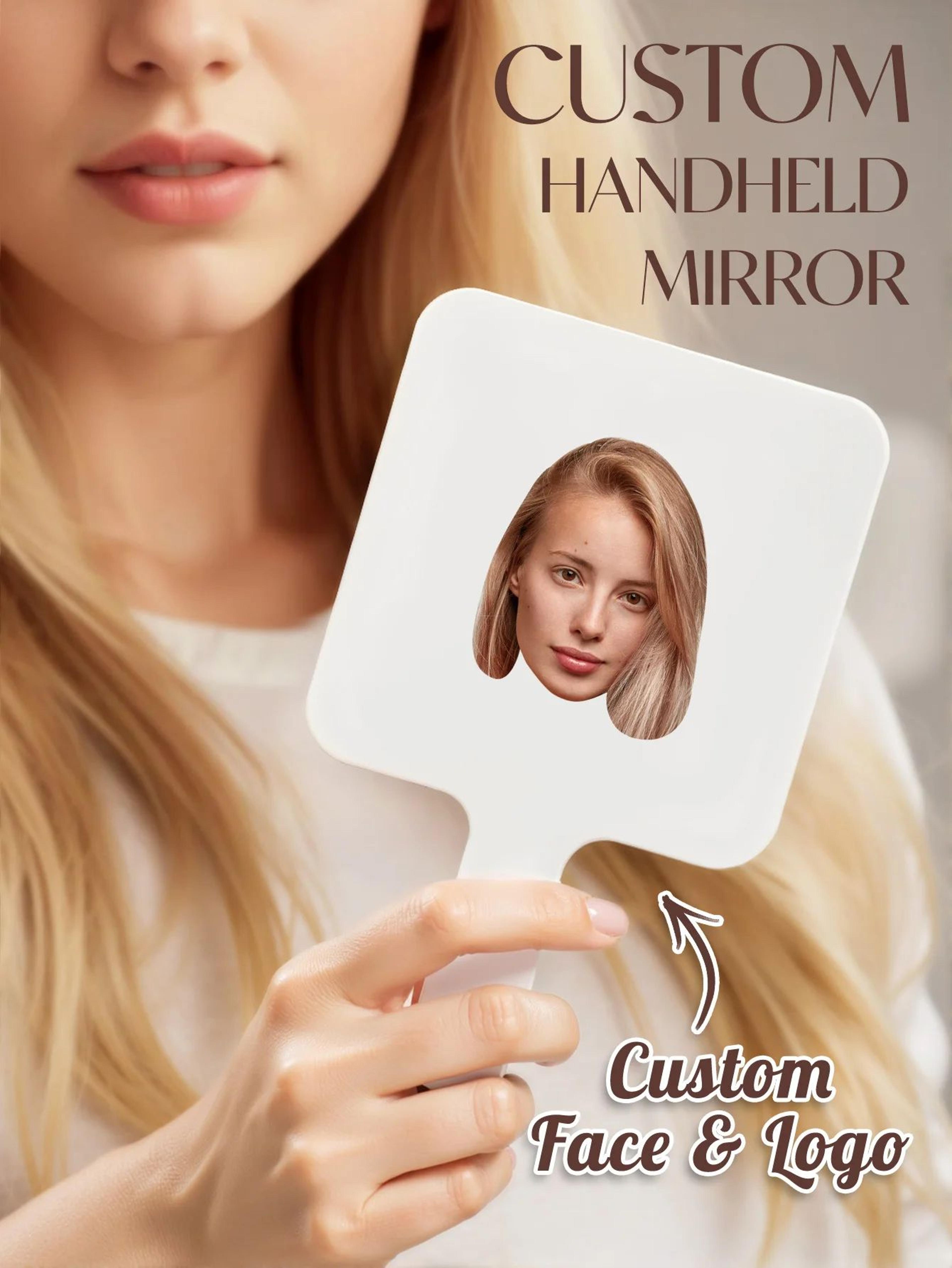 Personalized Handheld Makeup Mirror  Custom Text Photo Or Logo Compact Mirror For Travel Office Dai 1