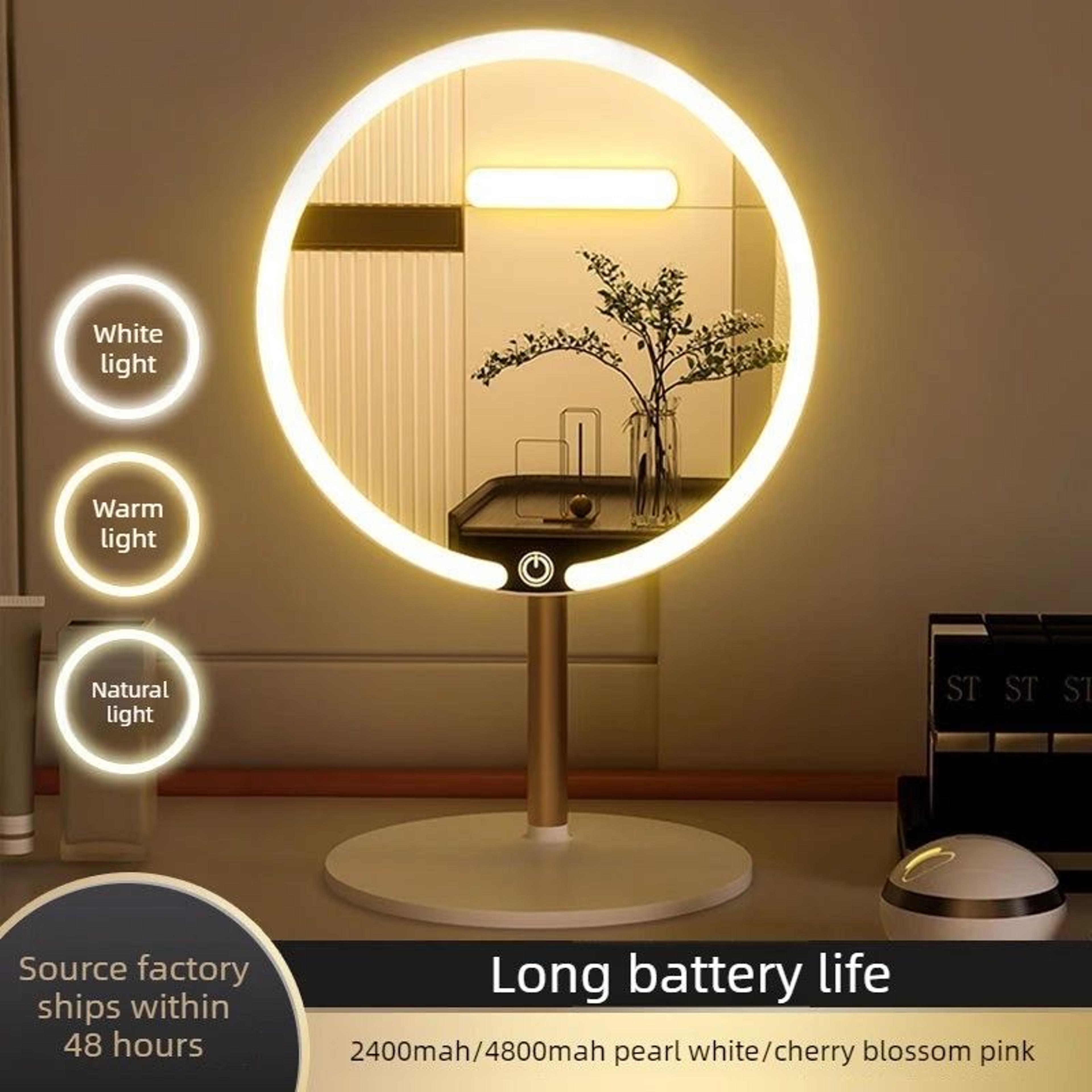 Round LED Makeup Vanity Mirror  Lighted Desktop Beauty Mirror For Makeup Skincare Bathroom  Dressin 0