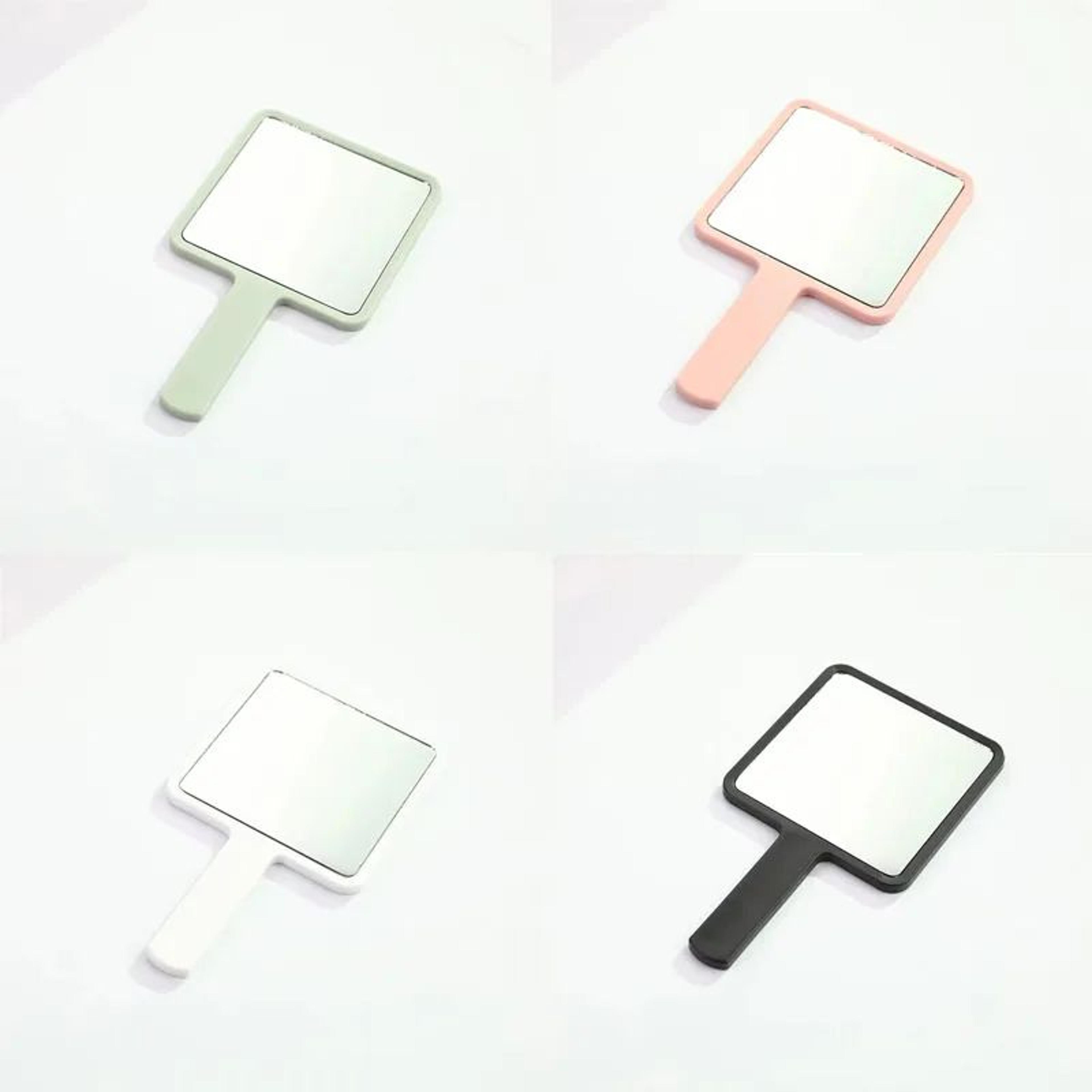 Square Handheld Makeup Mirror  Lightweight Portable Vanity Hand Mirror With Plastic Handle  Glass F 17