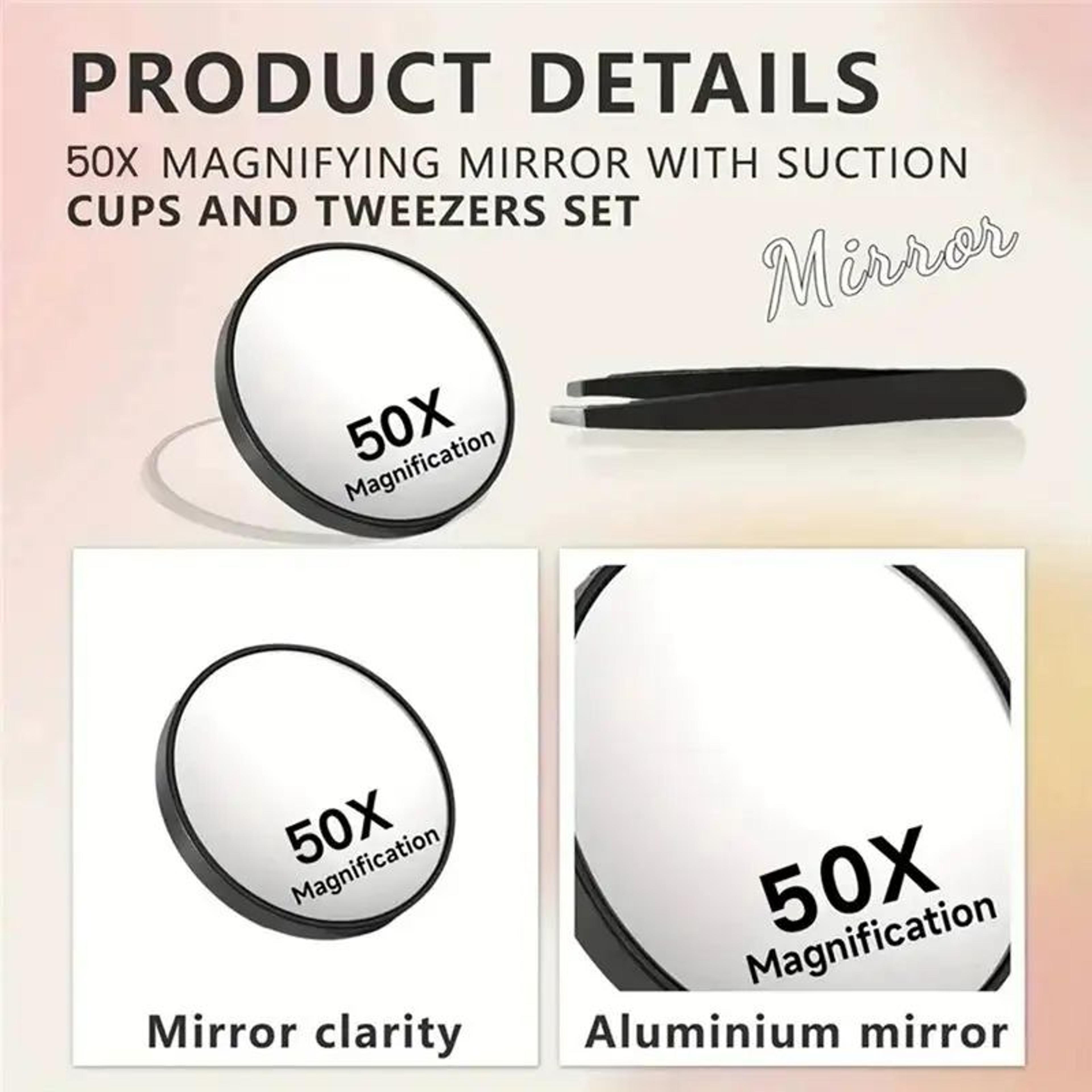50X Magnifying Travel Makeup Mirror  339 In Suction Cup Skincare Grooming Mirror With Precision Twe 1