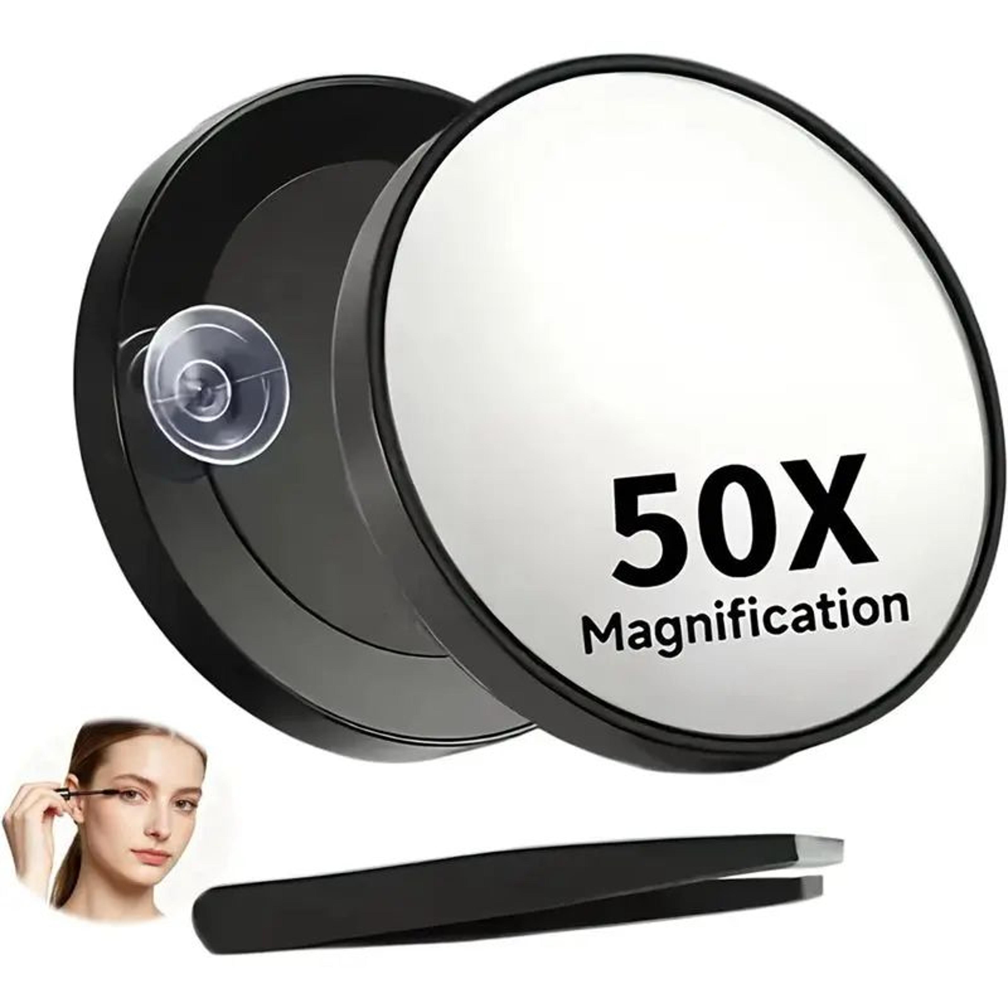 50X Magnifying Travel Makeup Mirror  339 In Suction Cup Skincare Grooming Mirror With Precision Twe 3