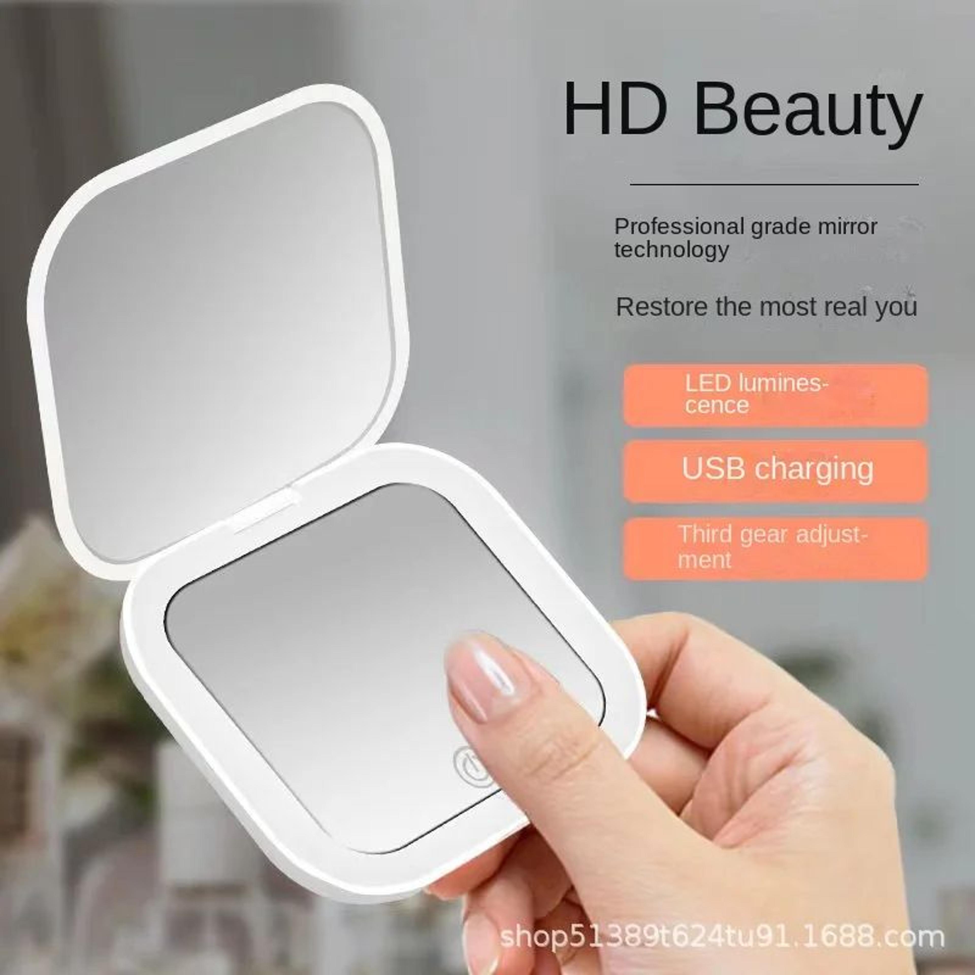 Mini Portable Folding LED Makeup Mirror  Magnifying Compact Pocket Vanity Mirror For Travel Makeup  0