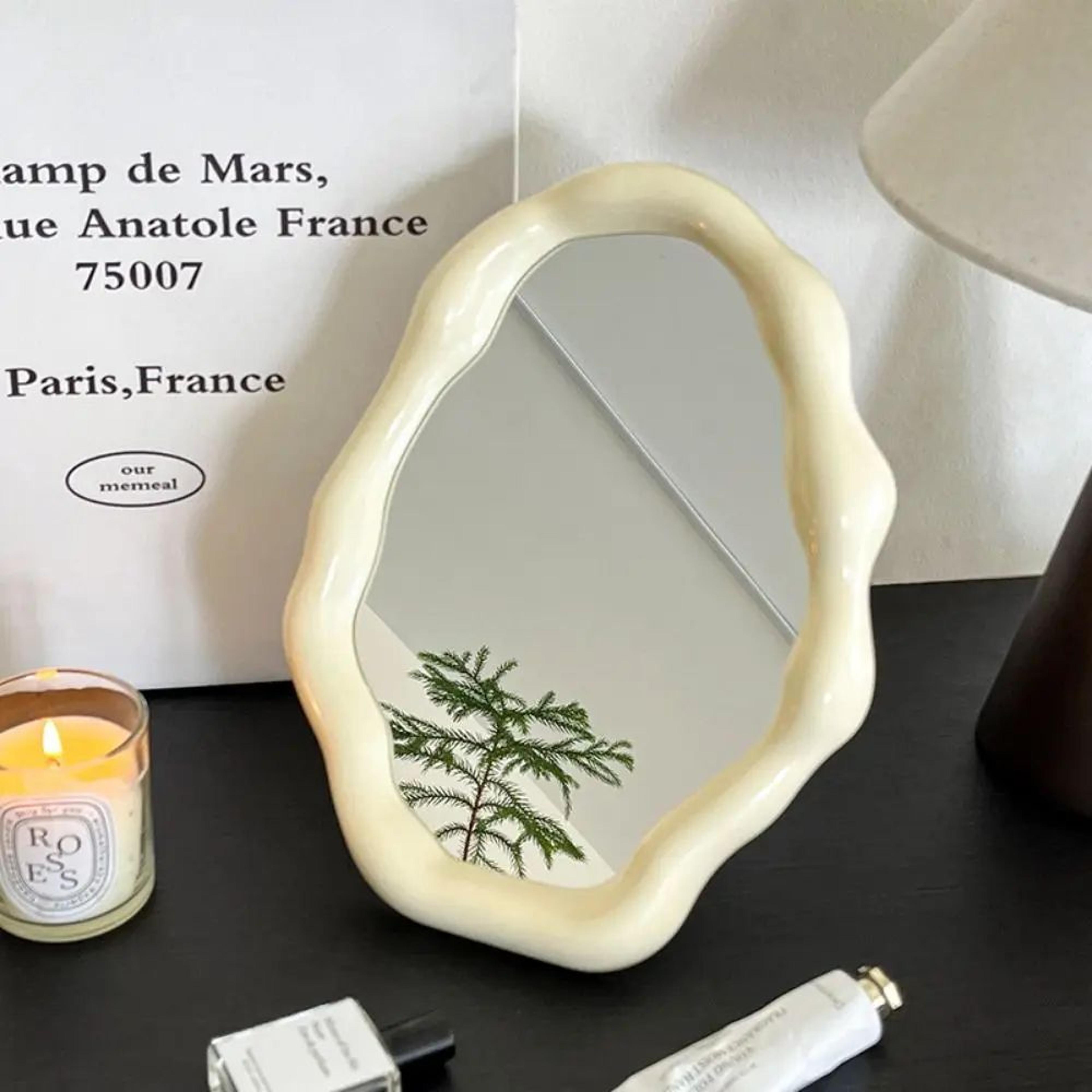 Irregular CloudShaped Vanity Mirror  Folding Desktop Makeup Mirror For Bedroom Dresser Tabletop  Mo 5