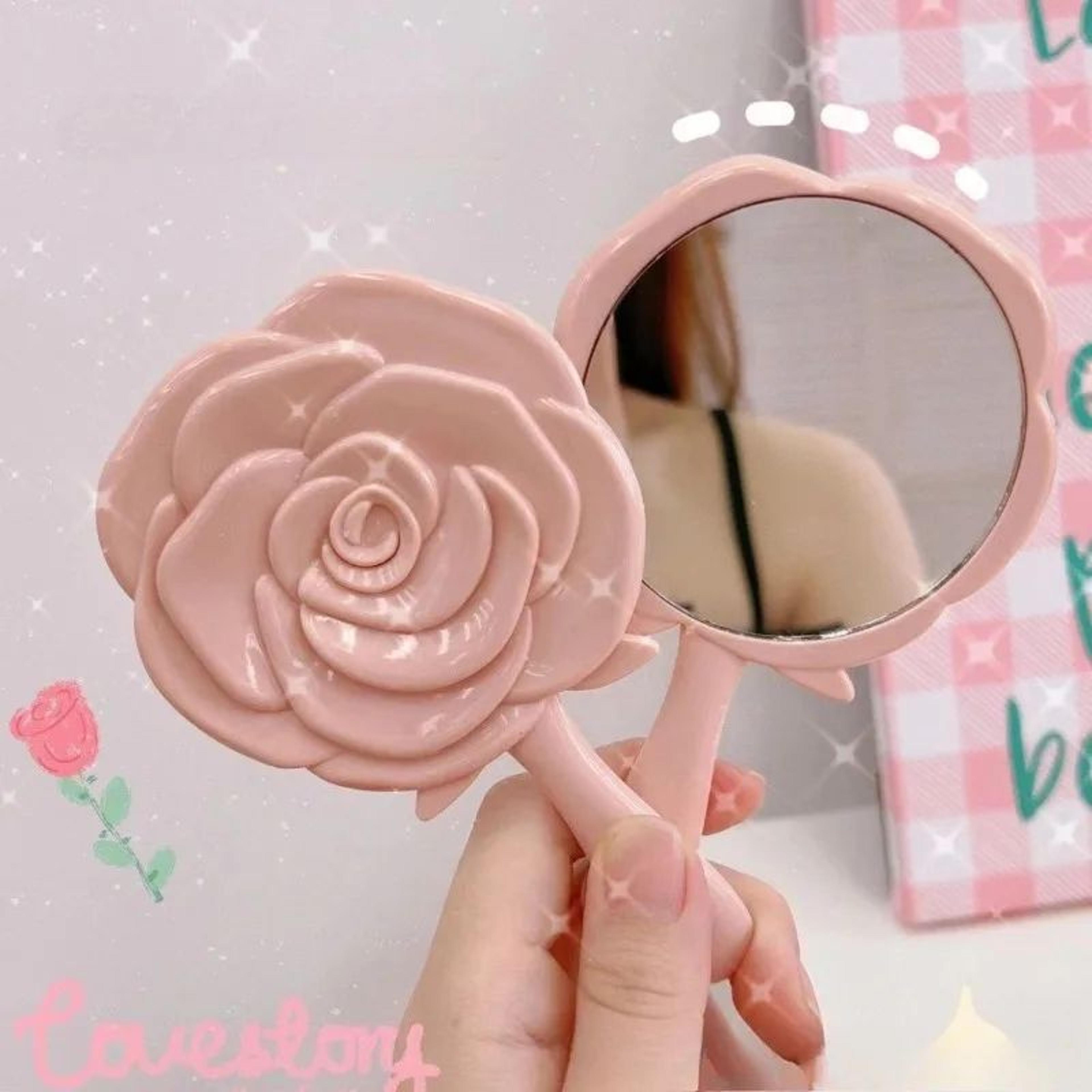 Portable Rose Pocket Makeup Mirror  Foldable Compact Cosmetic Beauty Mirror For Women Travel Handba 1