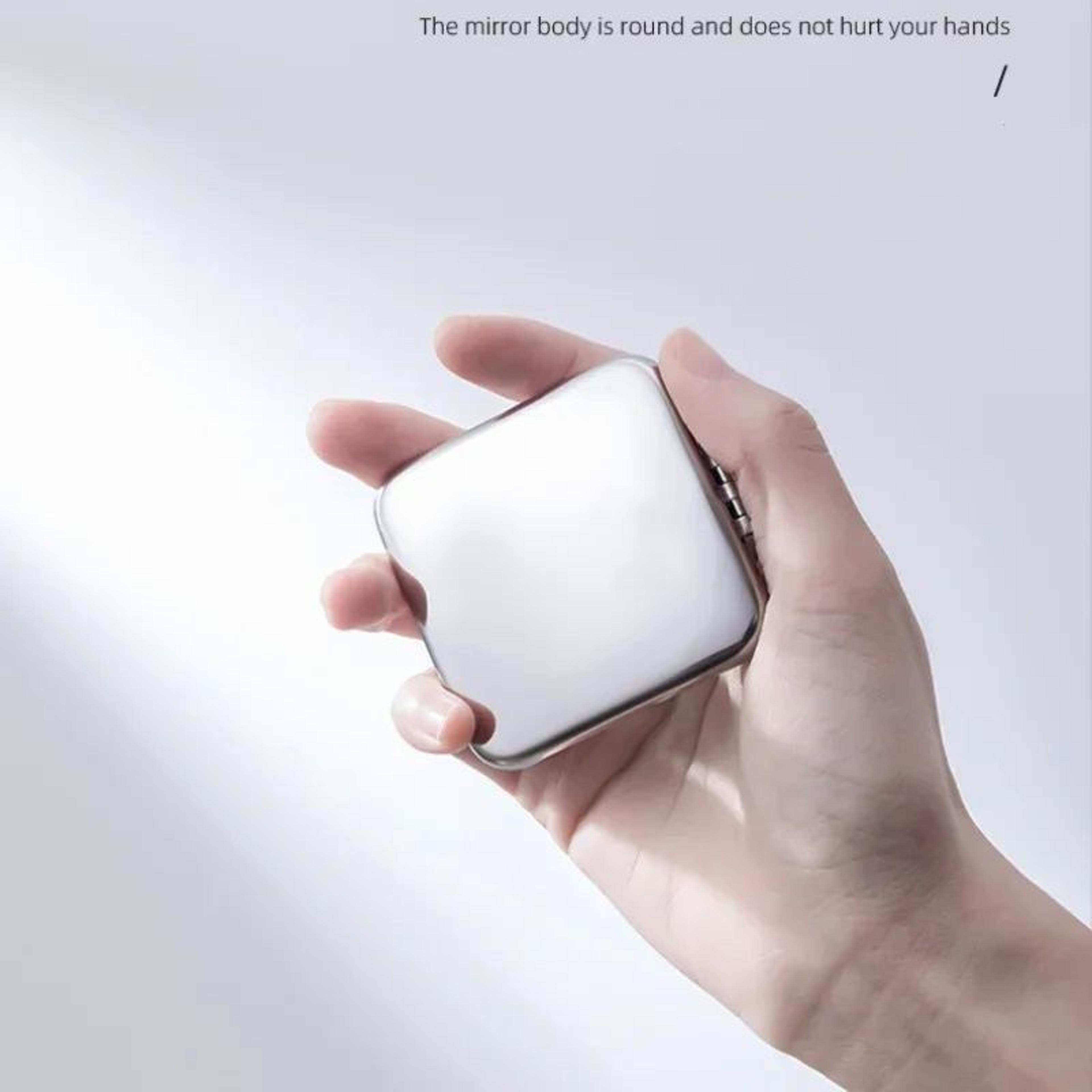 Portable DoubleSided Folding Makeup Mirror  Stainless Steel Compact Pocket Vanity Mirror For Travel 3