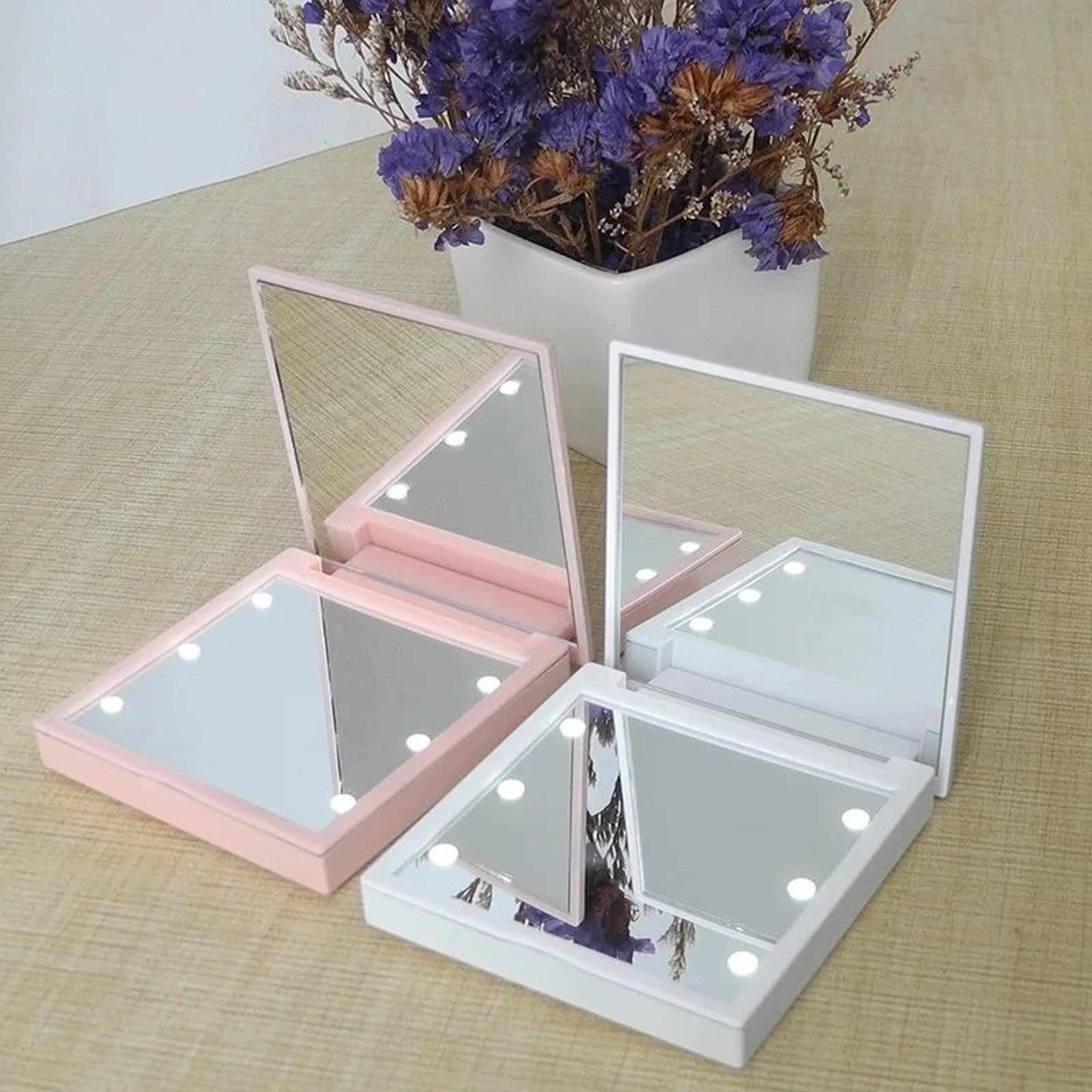 6 LED Folding Makeup Mirror  1X 2X Magnifying Compact Pocket Vanity Mirror With Light For Travel Ma 4