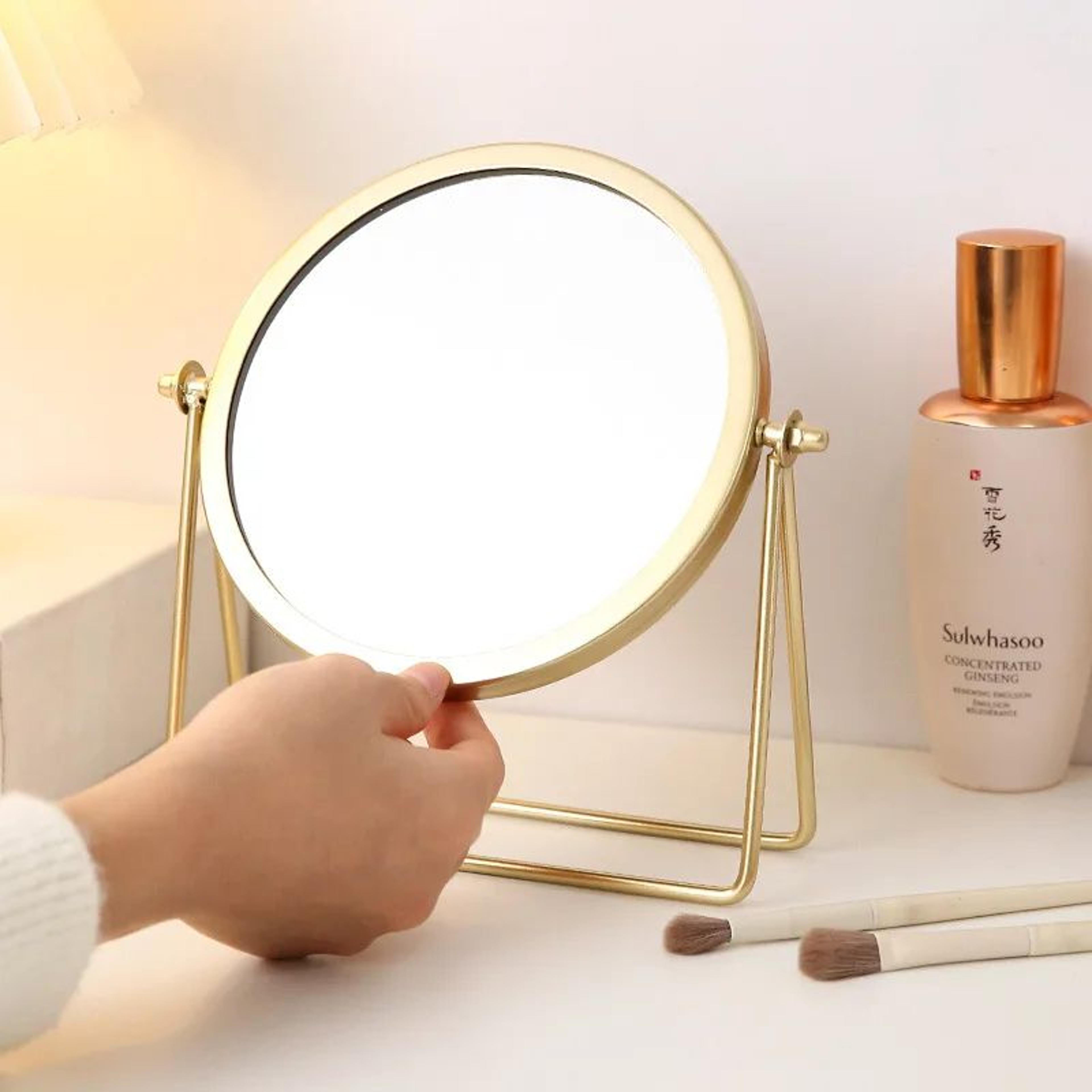 Retro Metal Vanity Makeup Mirror  European American Style Rotating Round Desktop Dressing Mirror Fo 5
