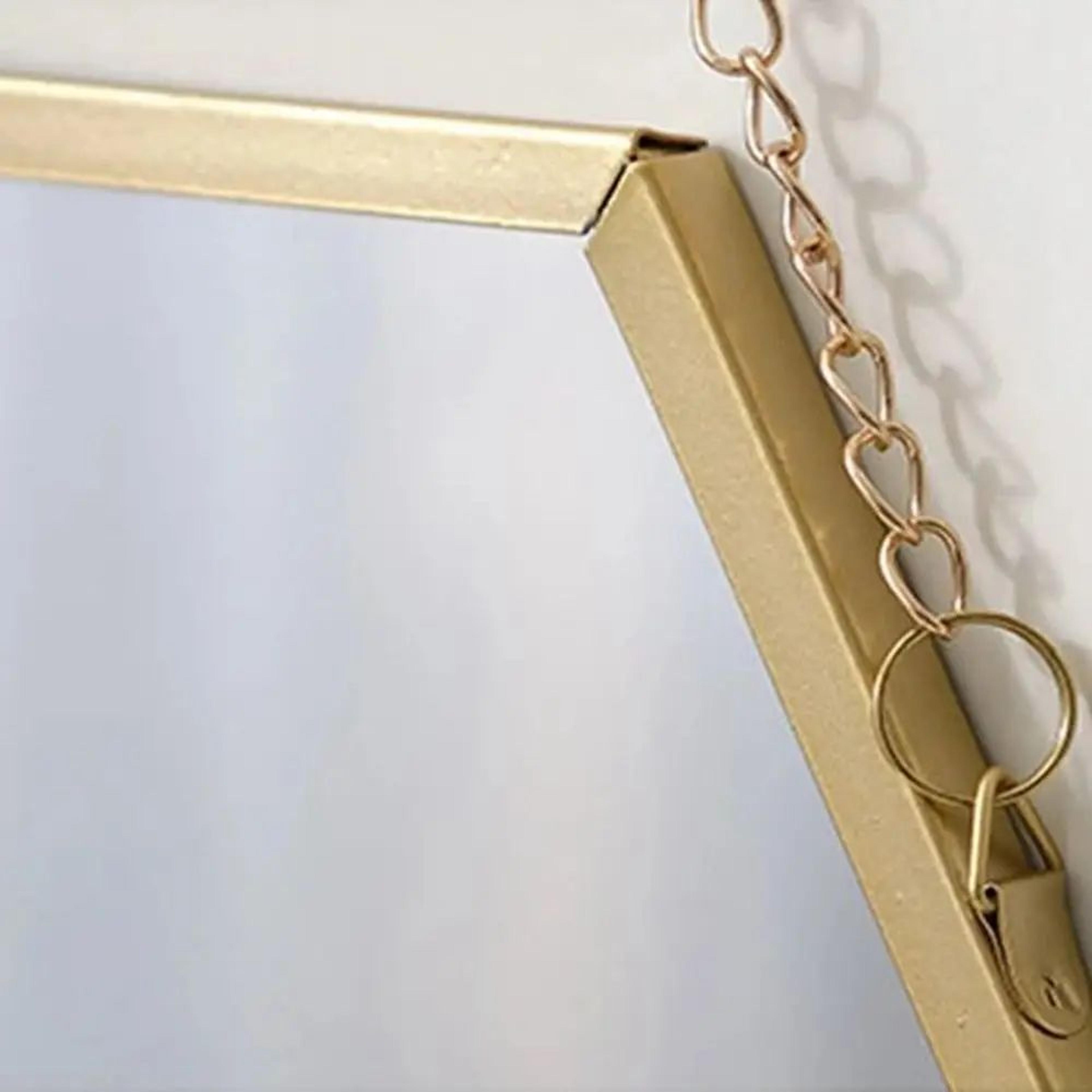 Gold Hexagonal Hanging Wall Mirror  Nordic Iron Chain Decorative Cosmetic Mirror For Bedroom Bathro 1