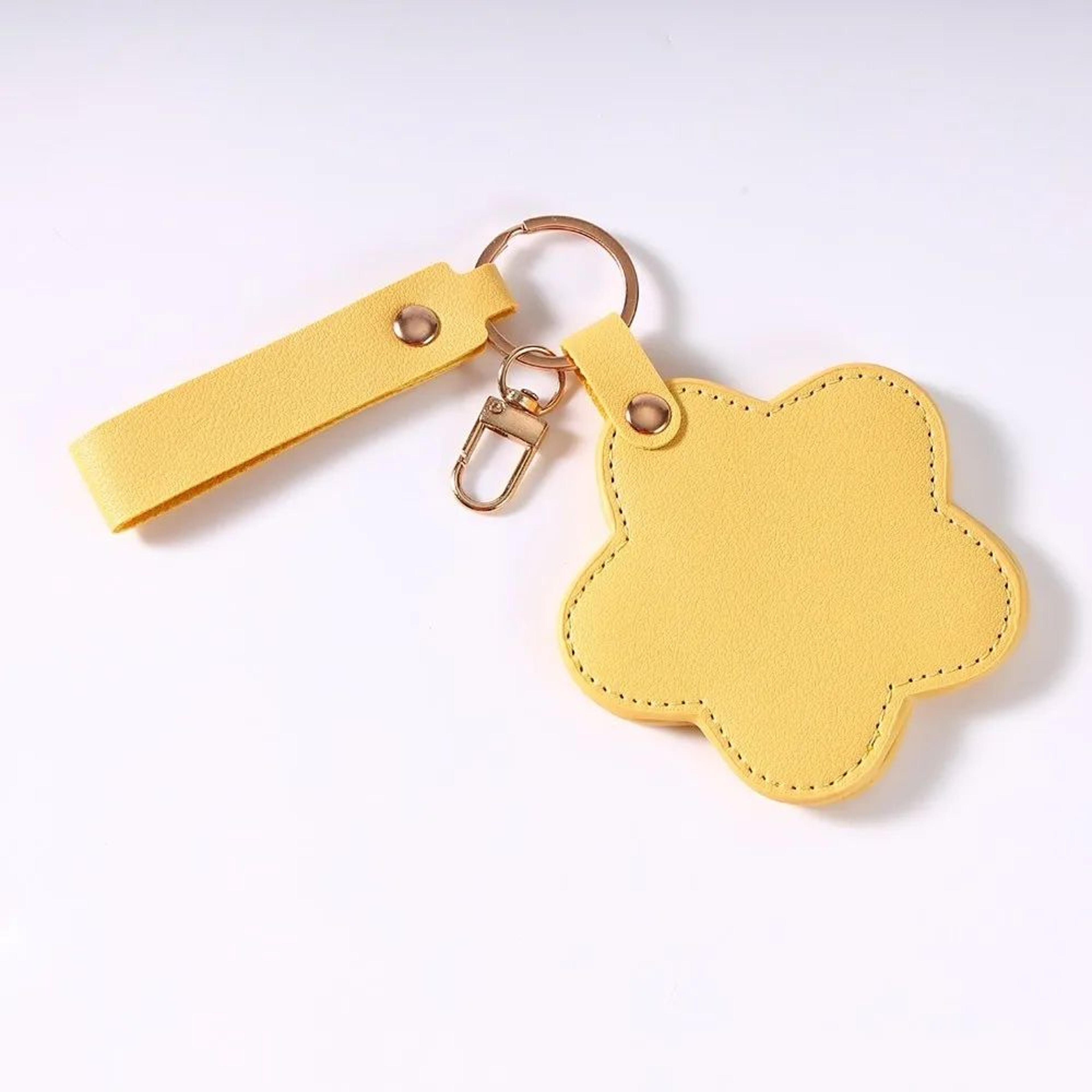 Mini StarShaped Rotating Makeup Mirror  PU Leather Pocket Compact Mirror With Key Ring Pendant For  8