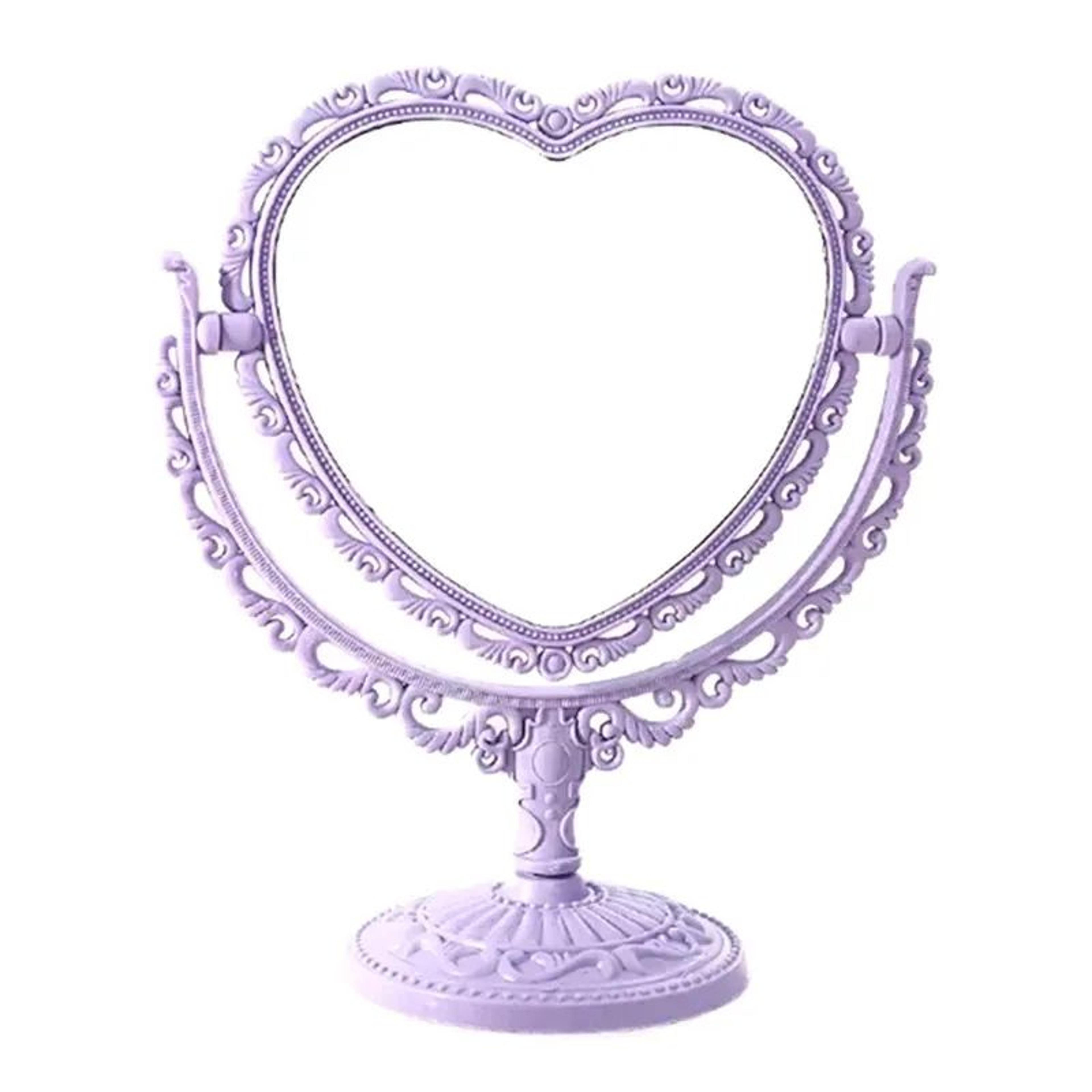 HeartShaped DoubleSided Makeup Mirror  1X Magnification Portable Desktop Vanity Mirror With Stable  4