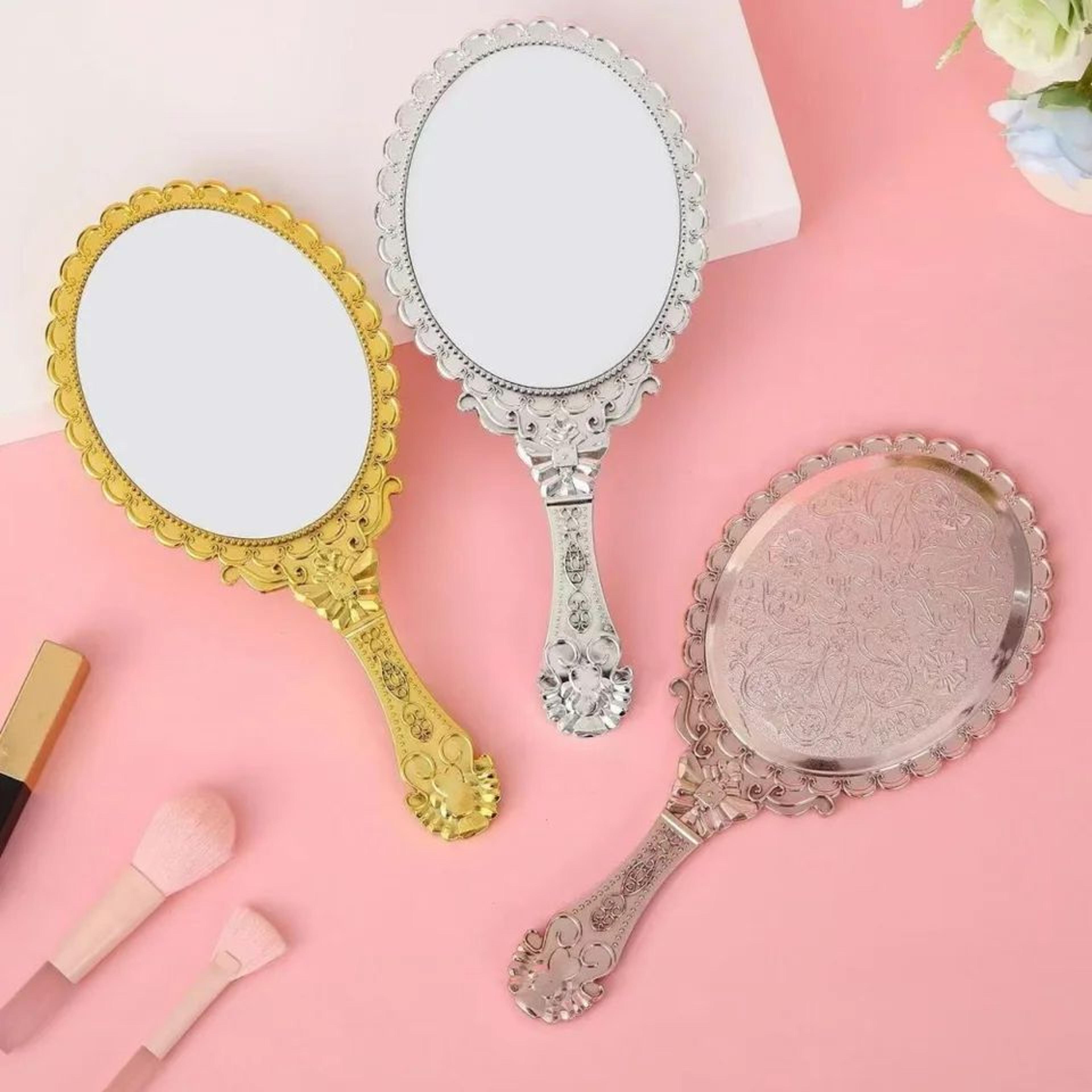Vintage Baroque Handheld Makeup Mirror  Portable HD Cosmetic Mirror For Home Travel Office  Hair St 5