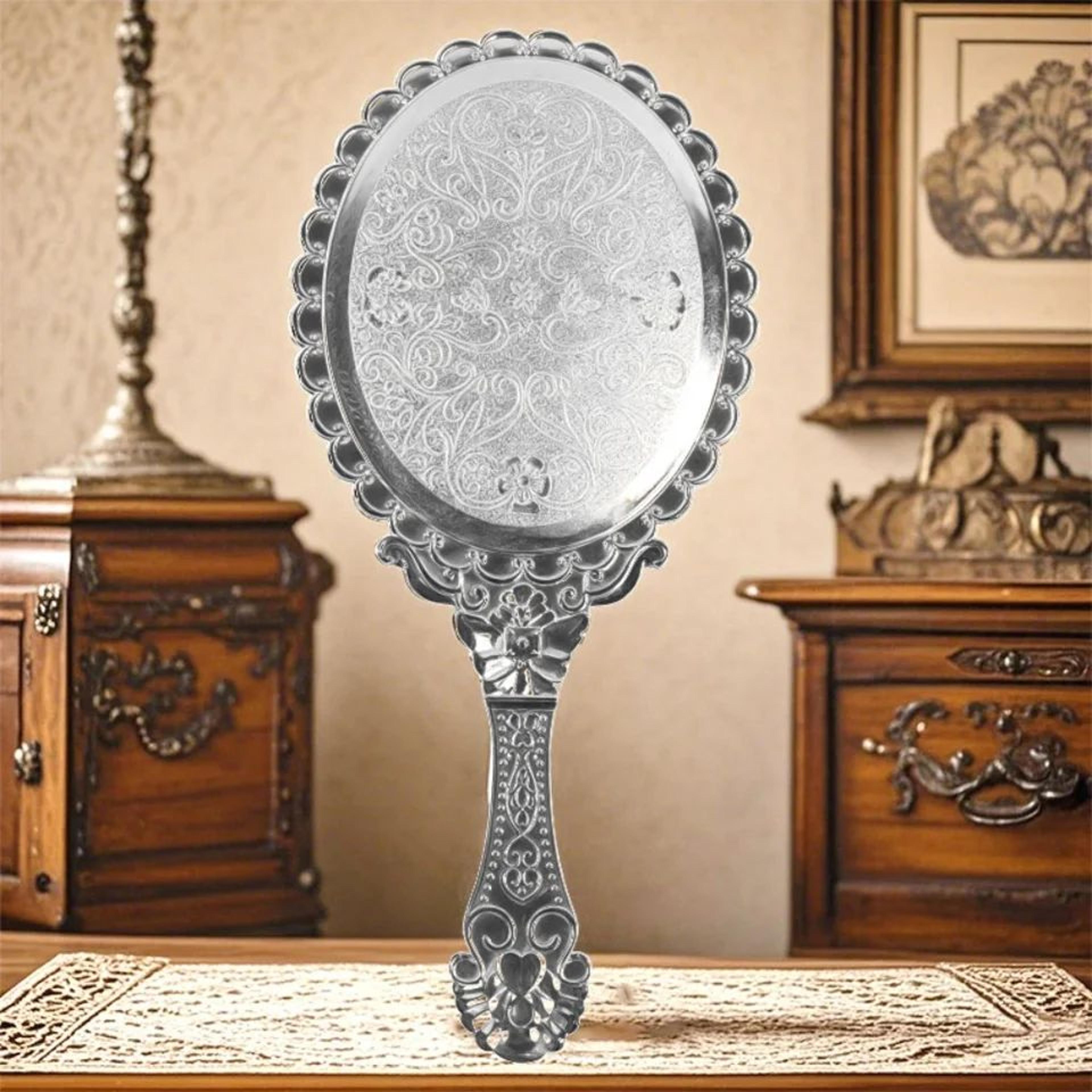 Vintage Baroque Handheld Makeup Mirror  Portable HD Cosmetic Mirror For Home Travel Office  Hair St 4