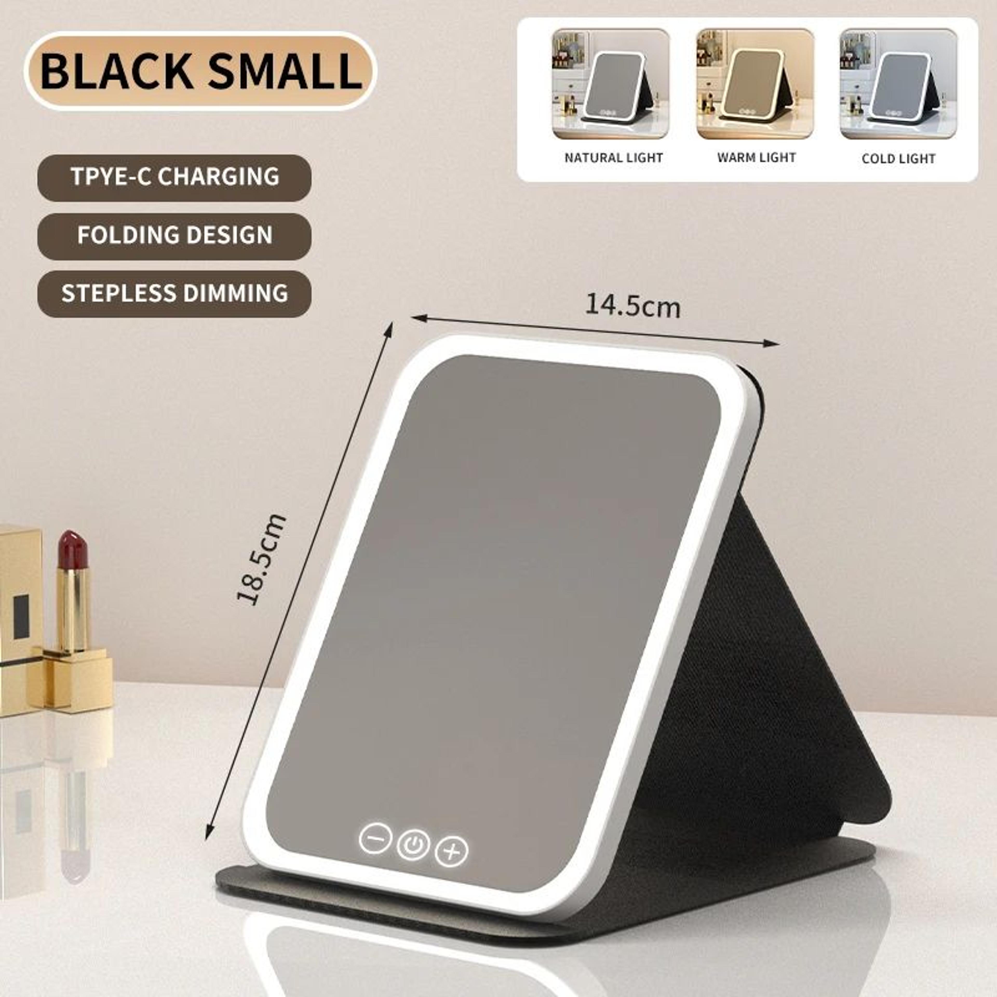 3 Color Dimmable LED Makeup Mirror  Rechargeable Foldable Touch Screen Vanity Mirror For Travel Hom 6