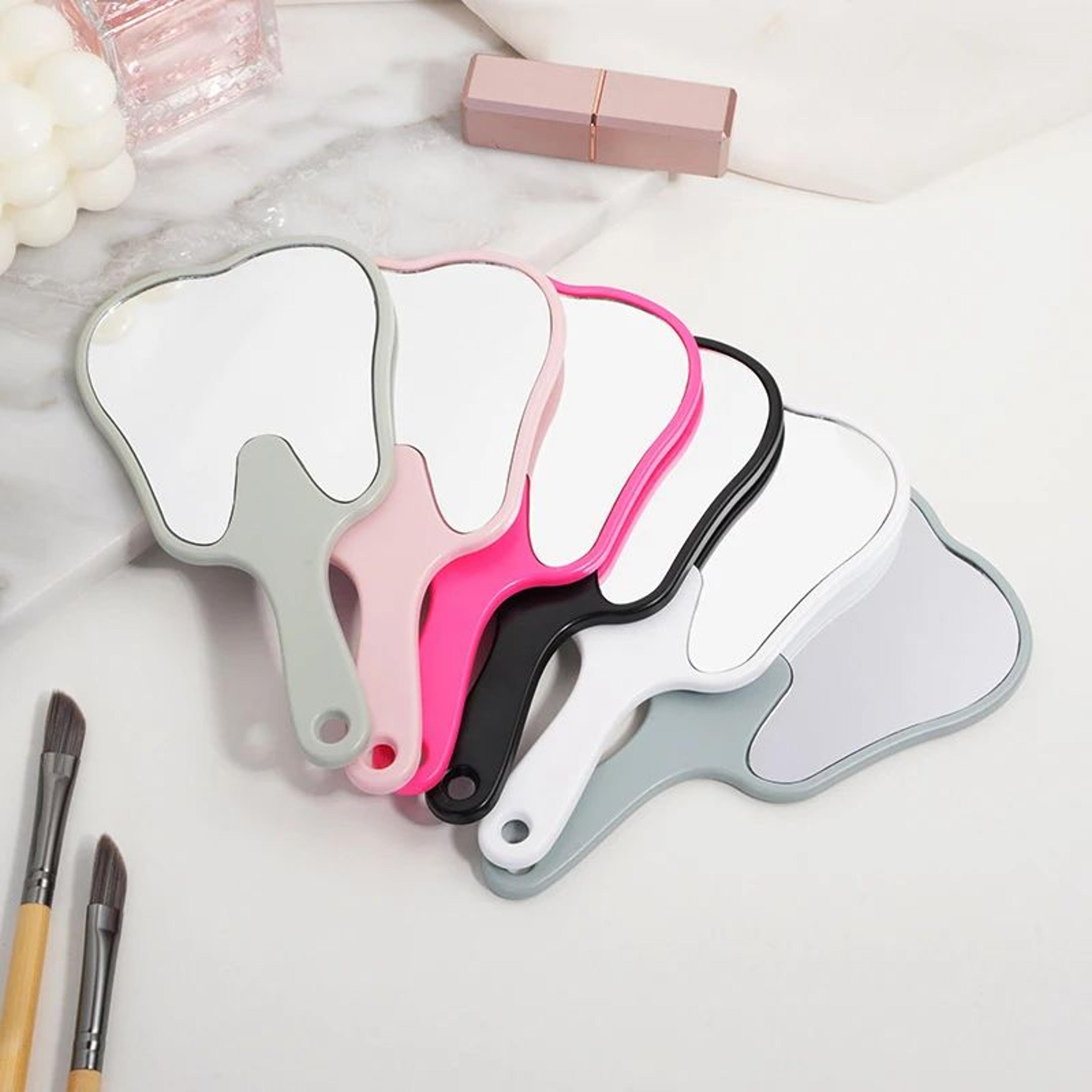 tooth shaped handheld mirror – unbreakable portable dental mouth mirror for makeup, oral care & dentist gifts