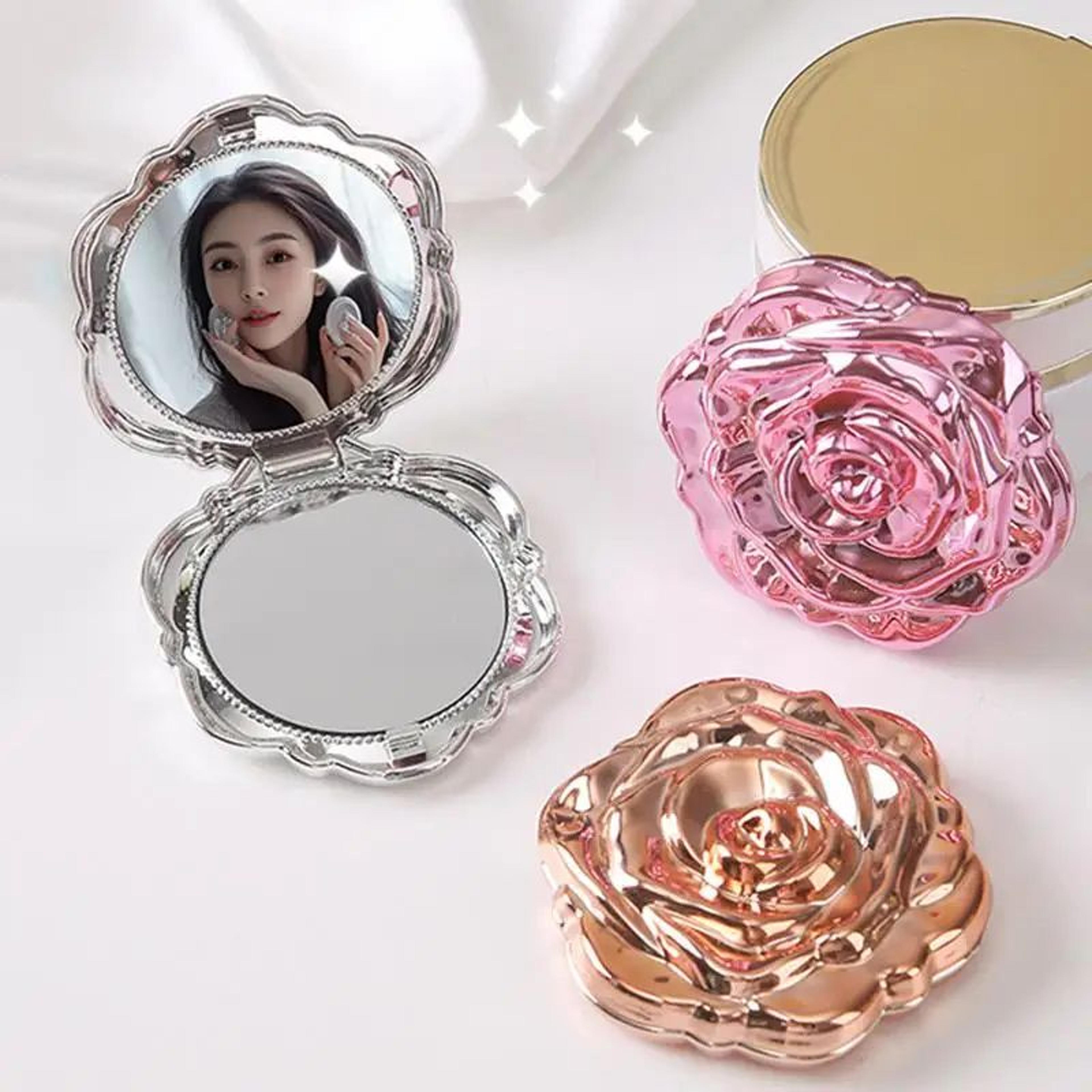 Retro Rose Pocket Makeup Mirror  Portable Mini Double Sided Compact Cosmetic Mirror For Travel Beau 2