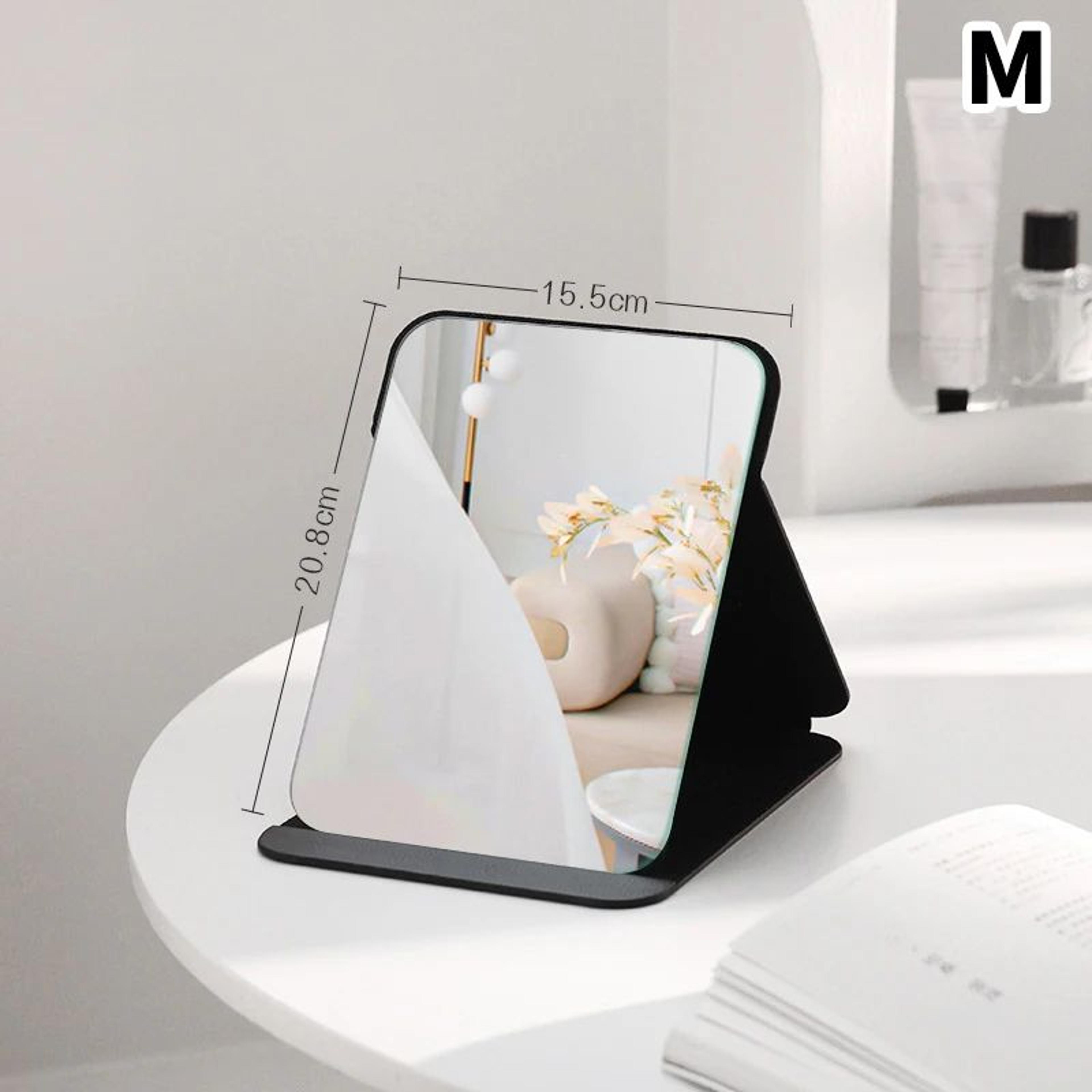 Foldable PU Leather Makeup Mirror  Portable Black Compact Pocket  Desktop Mirror For Travel Student 7
