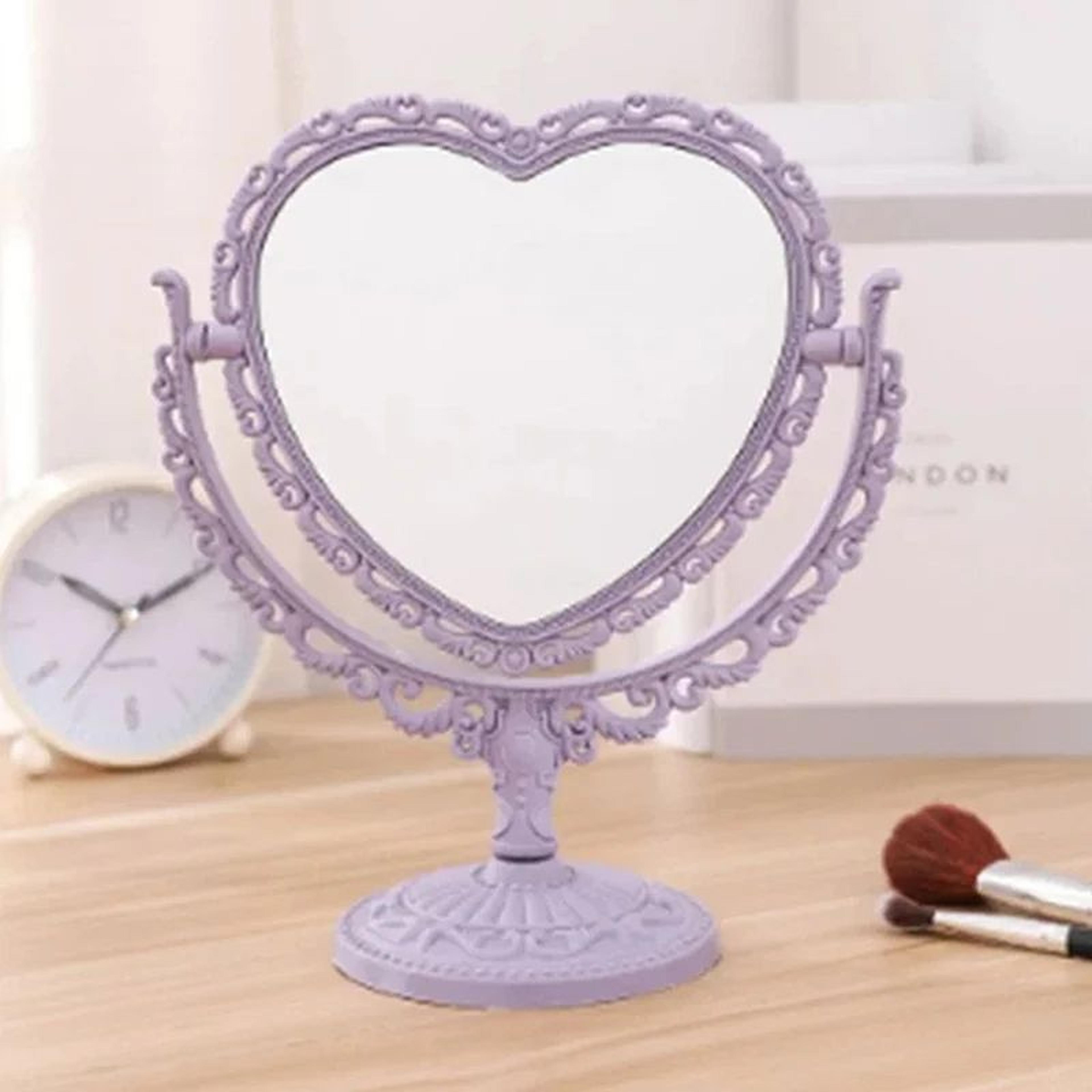 Heart Shaped DoubleSided Vanity Mirror  Portable Desktop Makeup Magnifying Mirror With Stable Stand 9