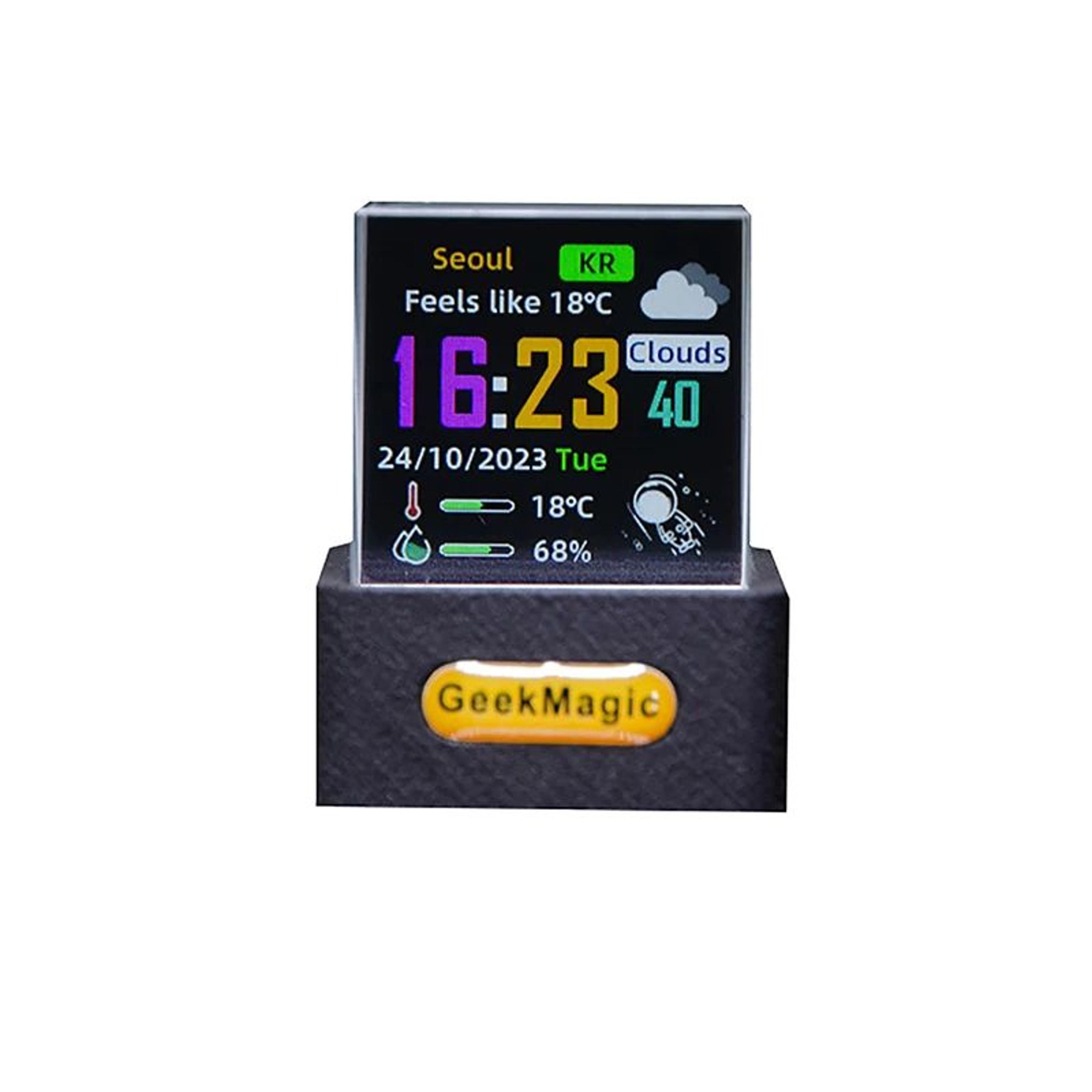 Crystal Cube Smart Weather Clock  WiFi Digital Desktop Photo Display With GIF Animations Album  Hol 0