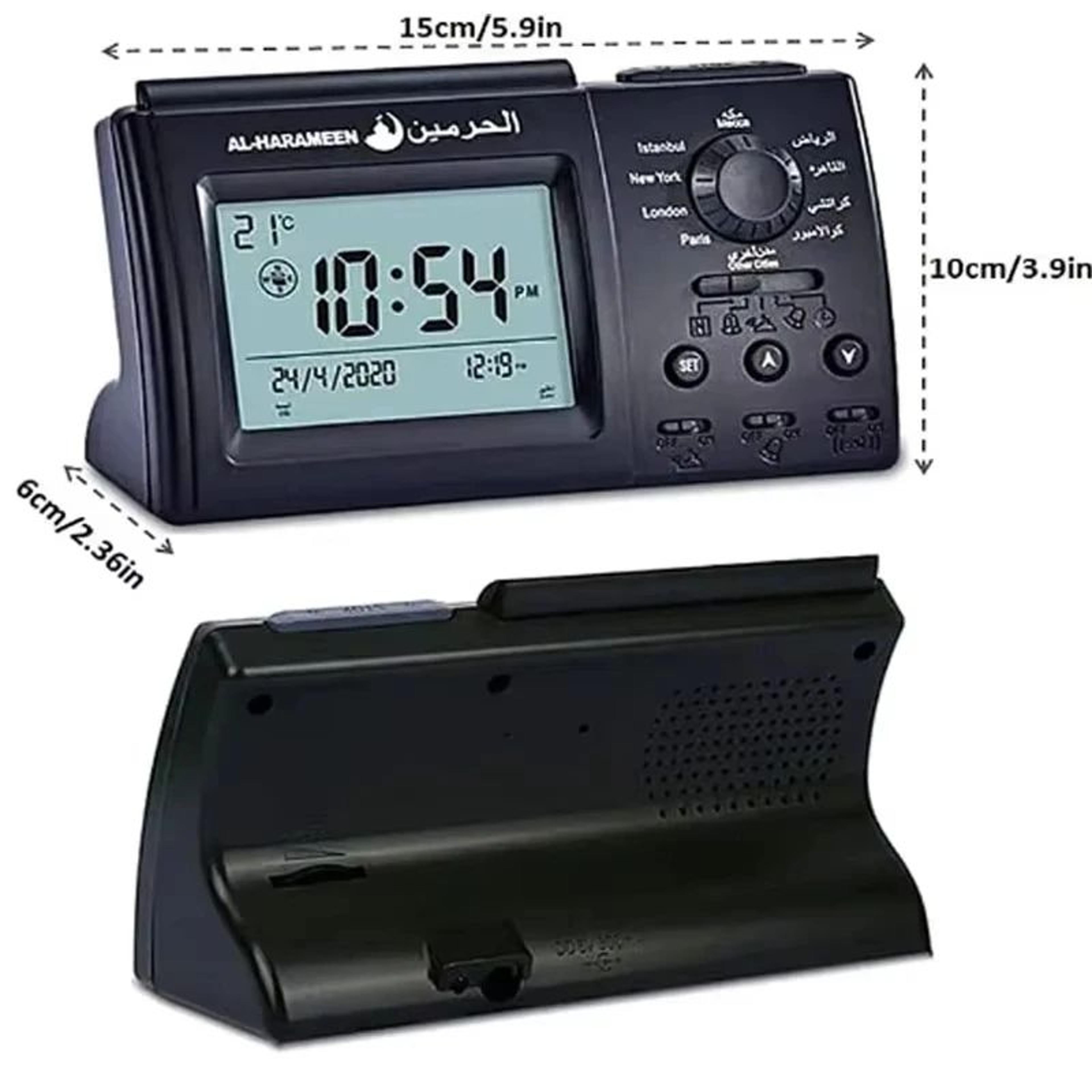 Azan Prayer Clock  1500 City Athan Adhan Table Clock With Qibla Compass Hijri Calendar Fajr Alarm   4
