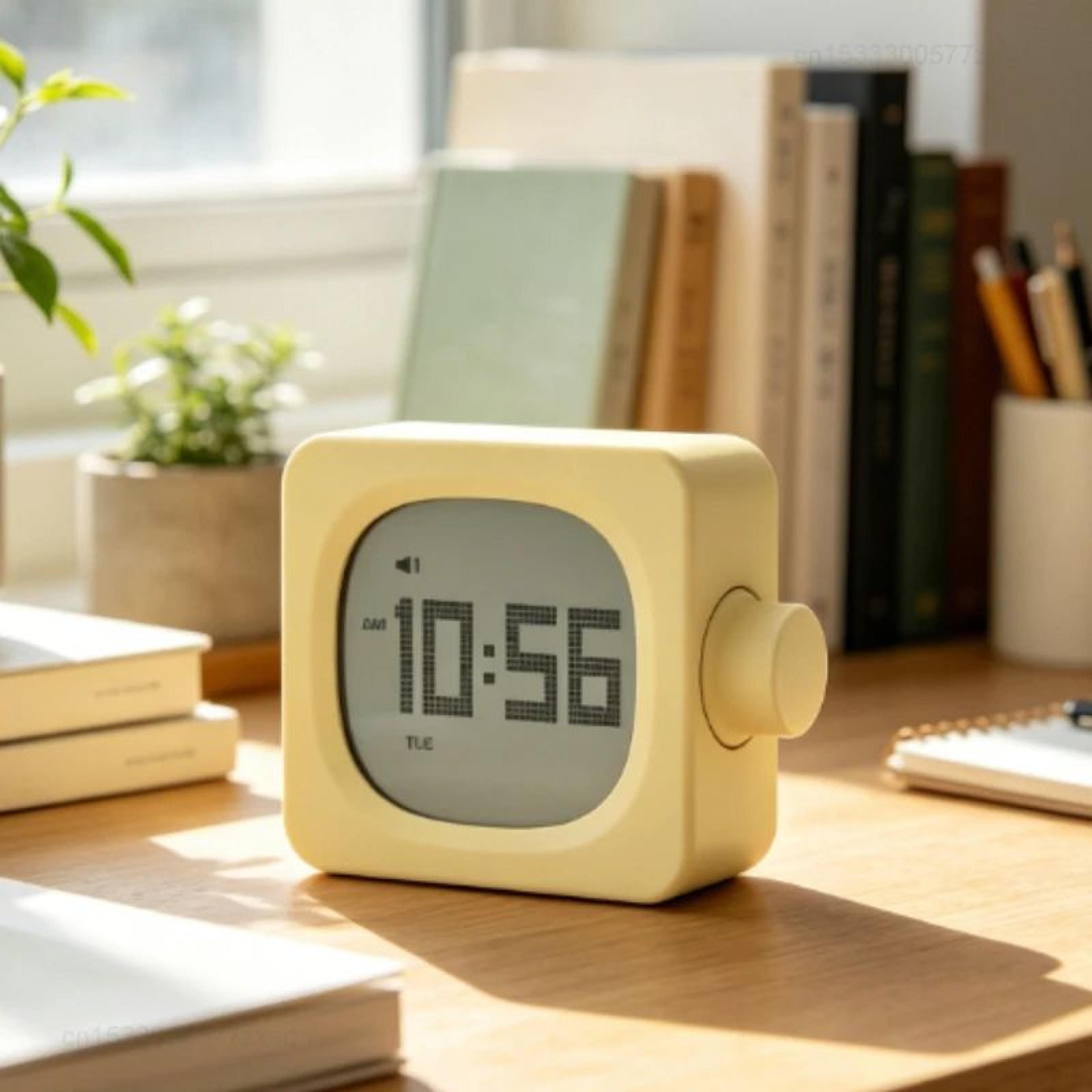 LED Digital Alarm Clock  Rechargeable LCD Desktop Clock With Temperature Humidity Monitor  Backligh 2