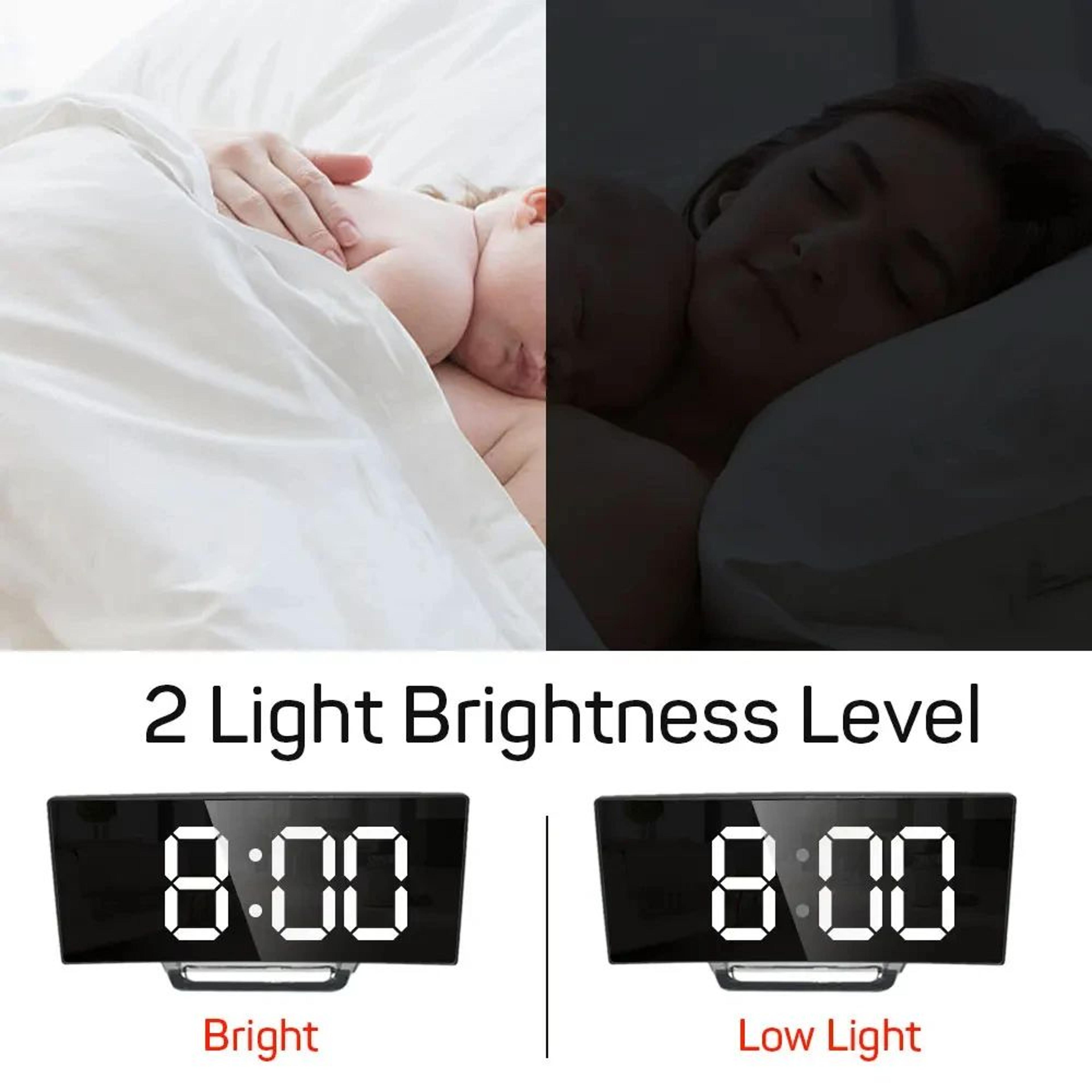 LED Mirror Digital Alarm Clock  Desktop Makeup Mirror With Temperature Display For Bedroom Office T 3