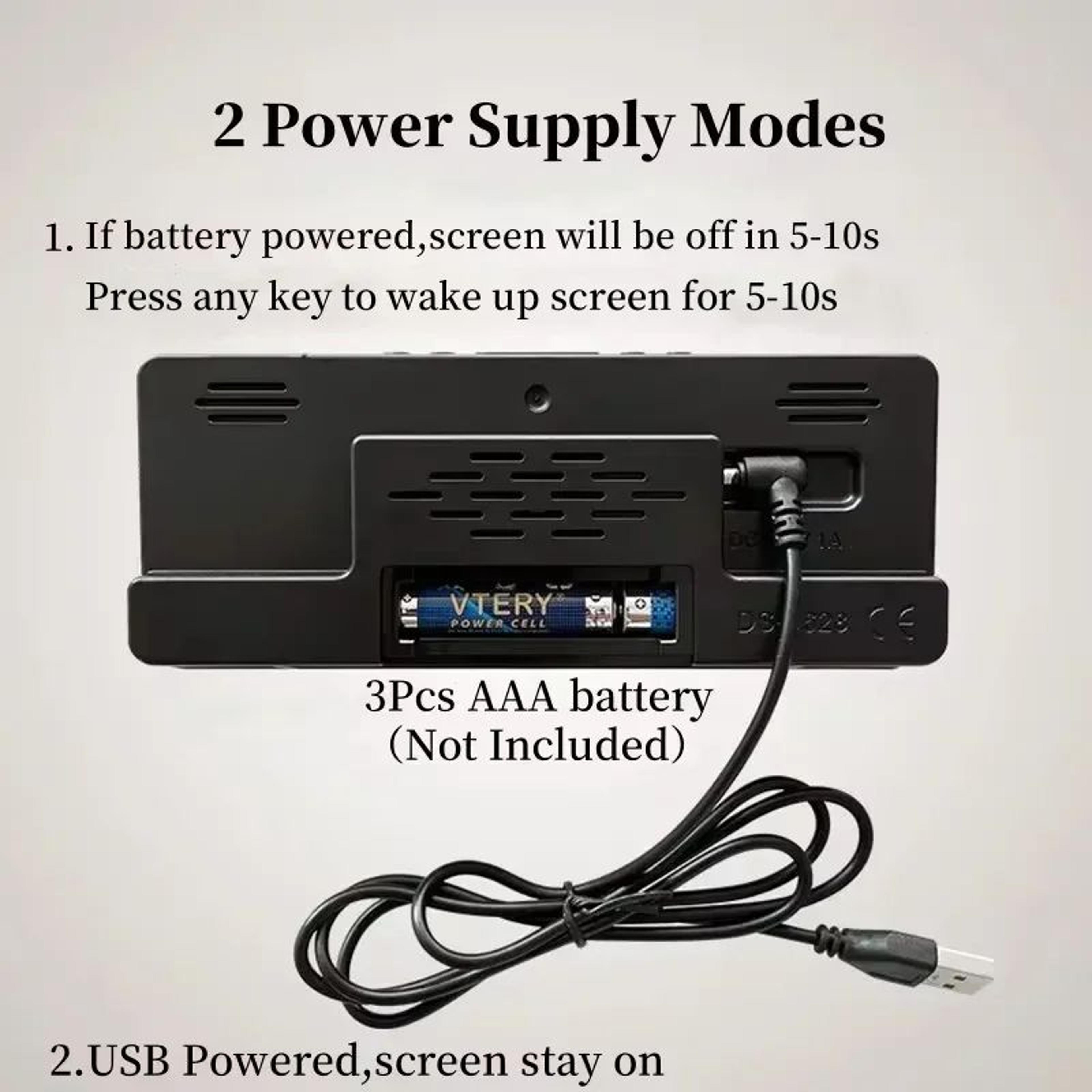 USB Digital LED Alarm Clock  Dual Alarm Temperature Date Week Snooze 5Level Brightness  Night Mode 1