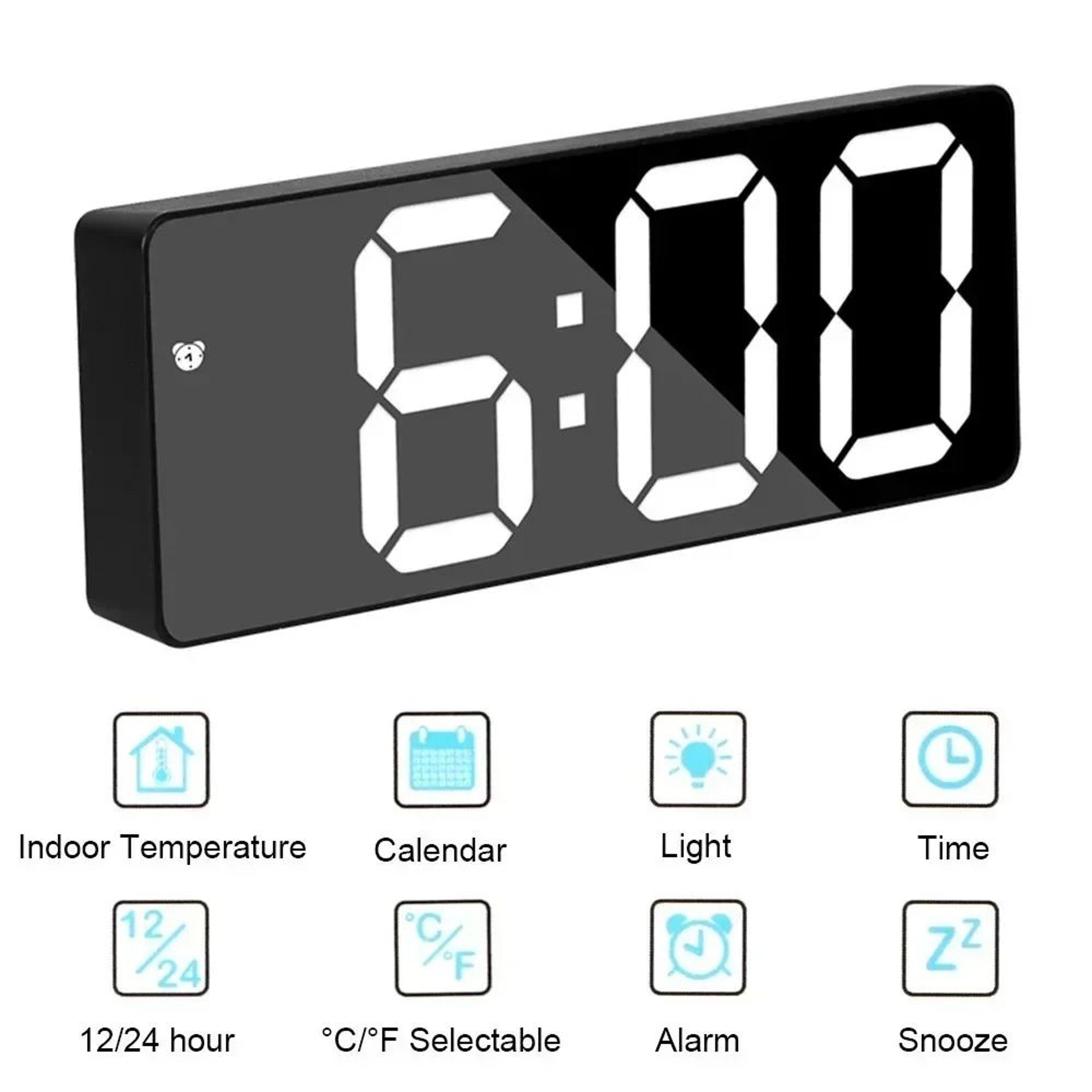 Voice Controlled Digital Wall Clock  Temperature Display Alarm With Night Mode Snooze 1224H  AntiDi 3