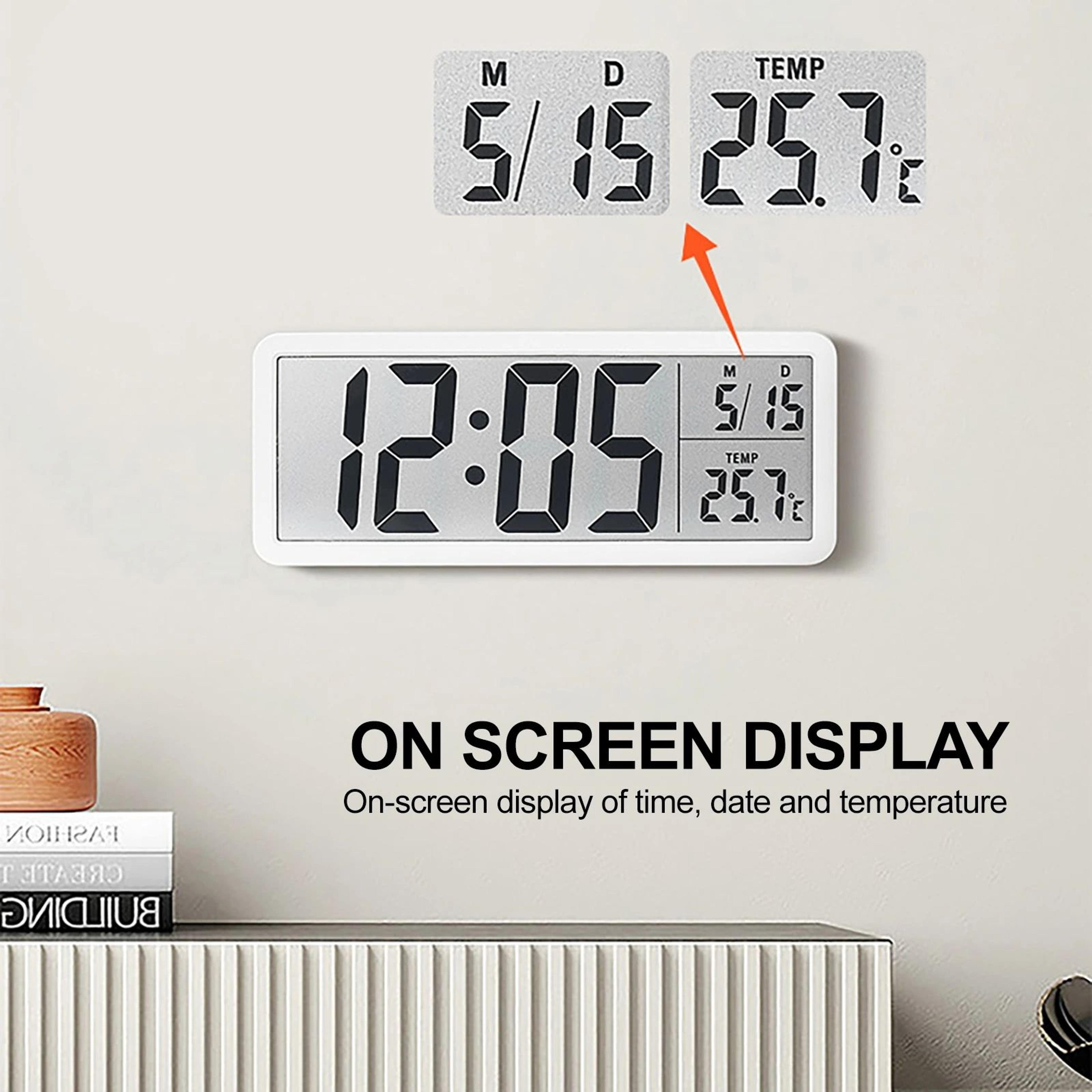 Digital LCD Wall Clock  795 In Multifunctional Time Date Temperature Humidity Display For Wall Or D 0
