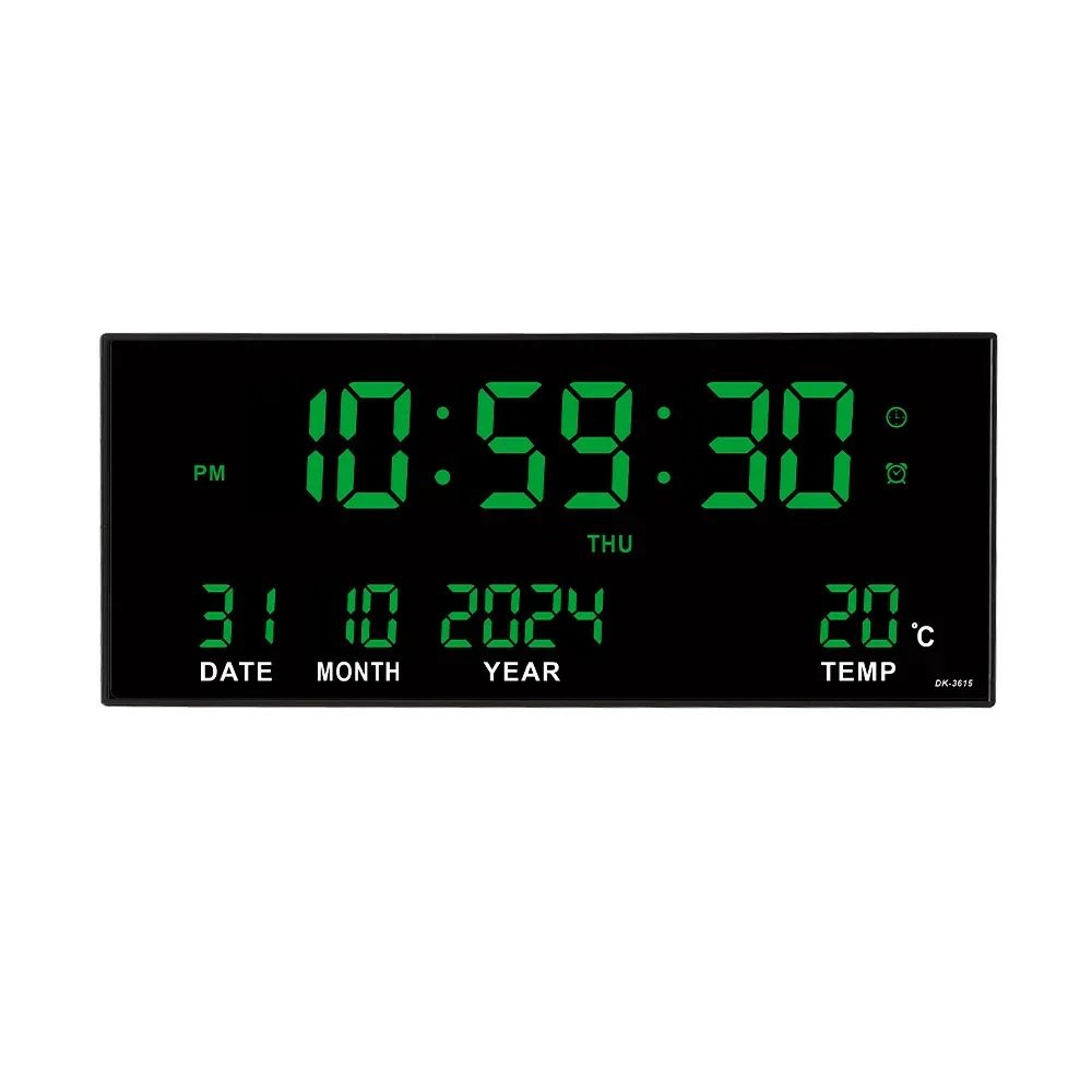 Digital Large Wall Clock  14 In LED Calendar Display With Temperature Date Week  8 Daily Alarms For 7
