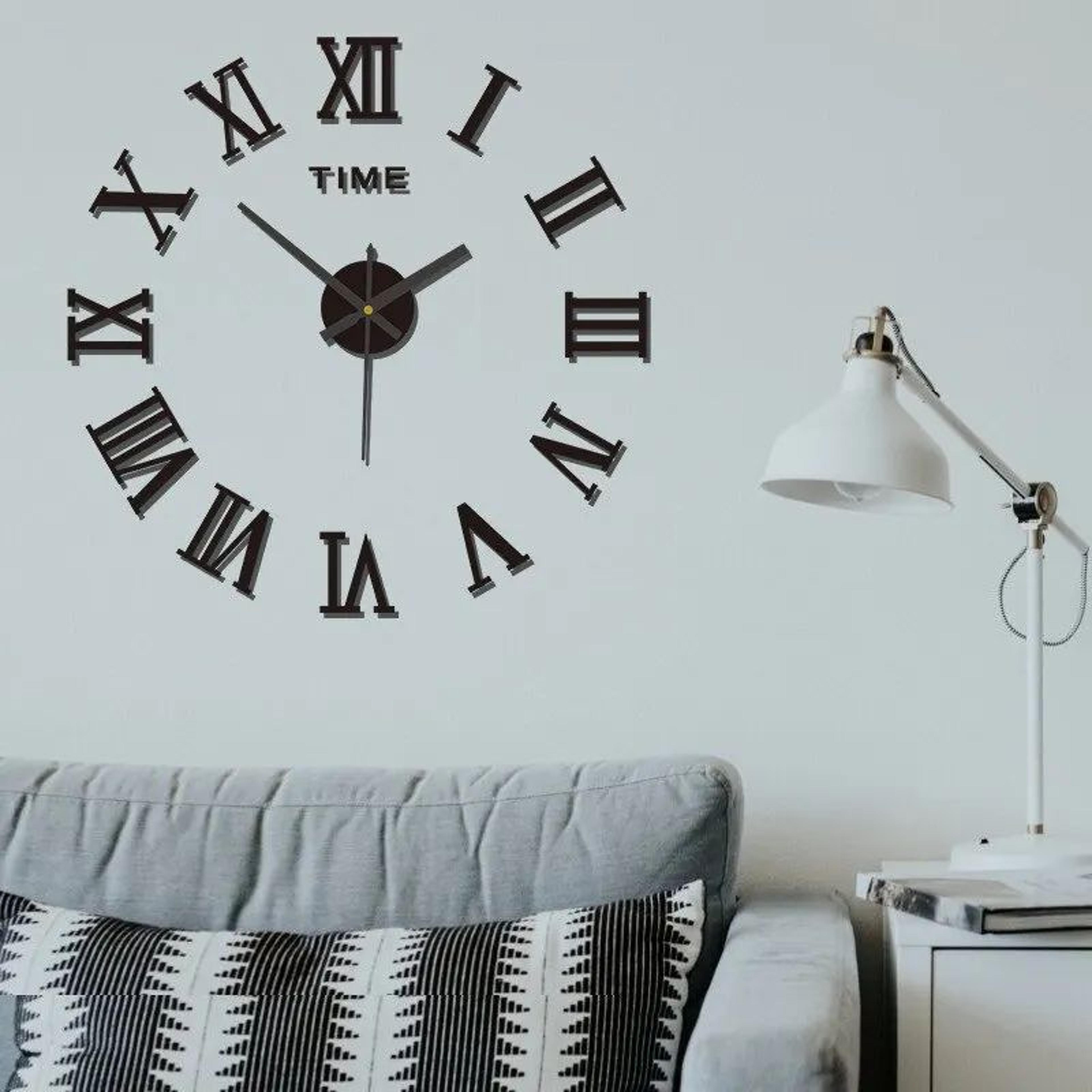 3D Acrylic Roman Numeral Wall Clock  Large Round DIY Self Adhesive Mirror Clock Modern Home Decor 8