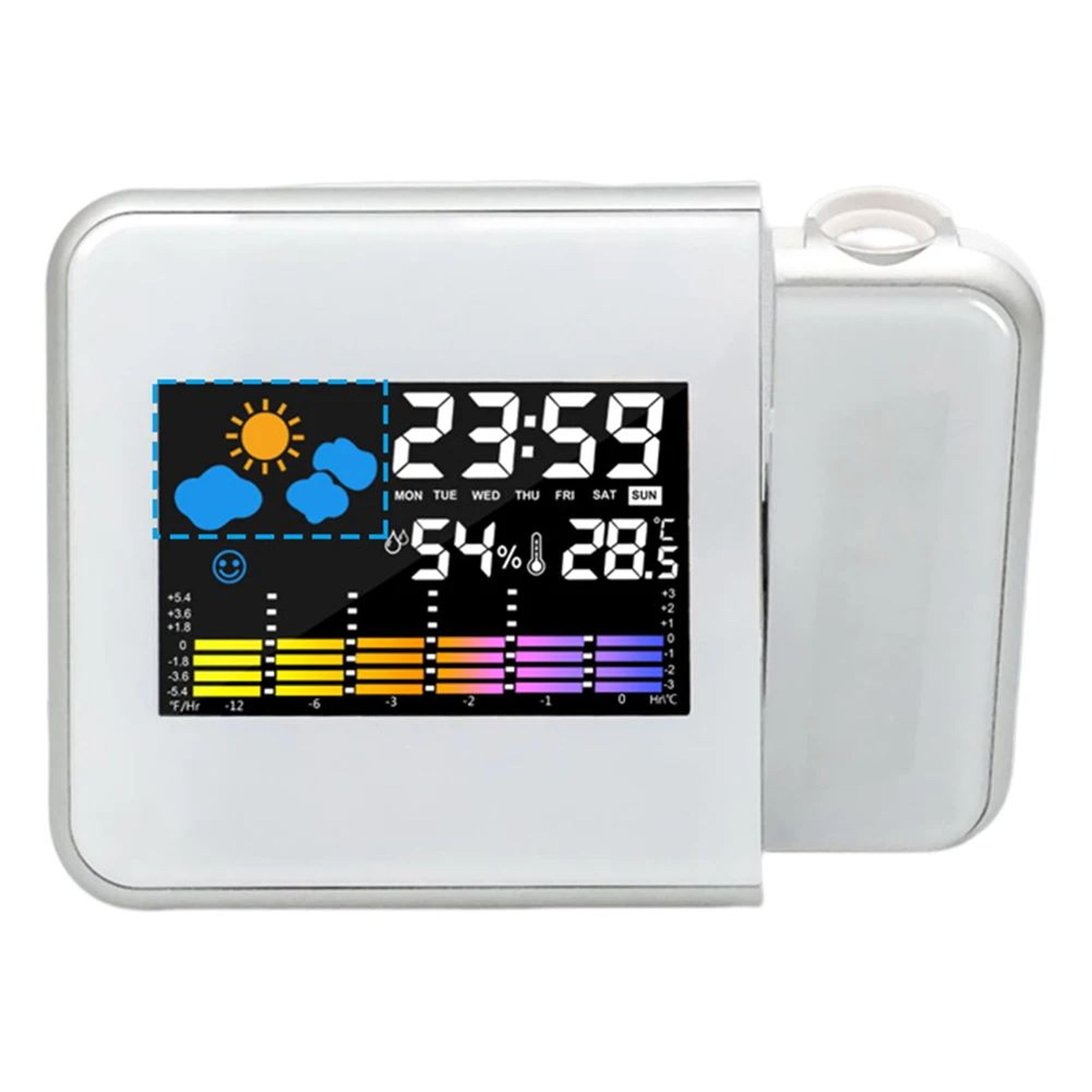 LED Projection Alarm Clock  180 Digital Time Projector With Temperature Humidity Weather Display  N 7