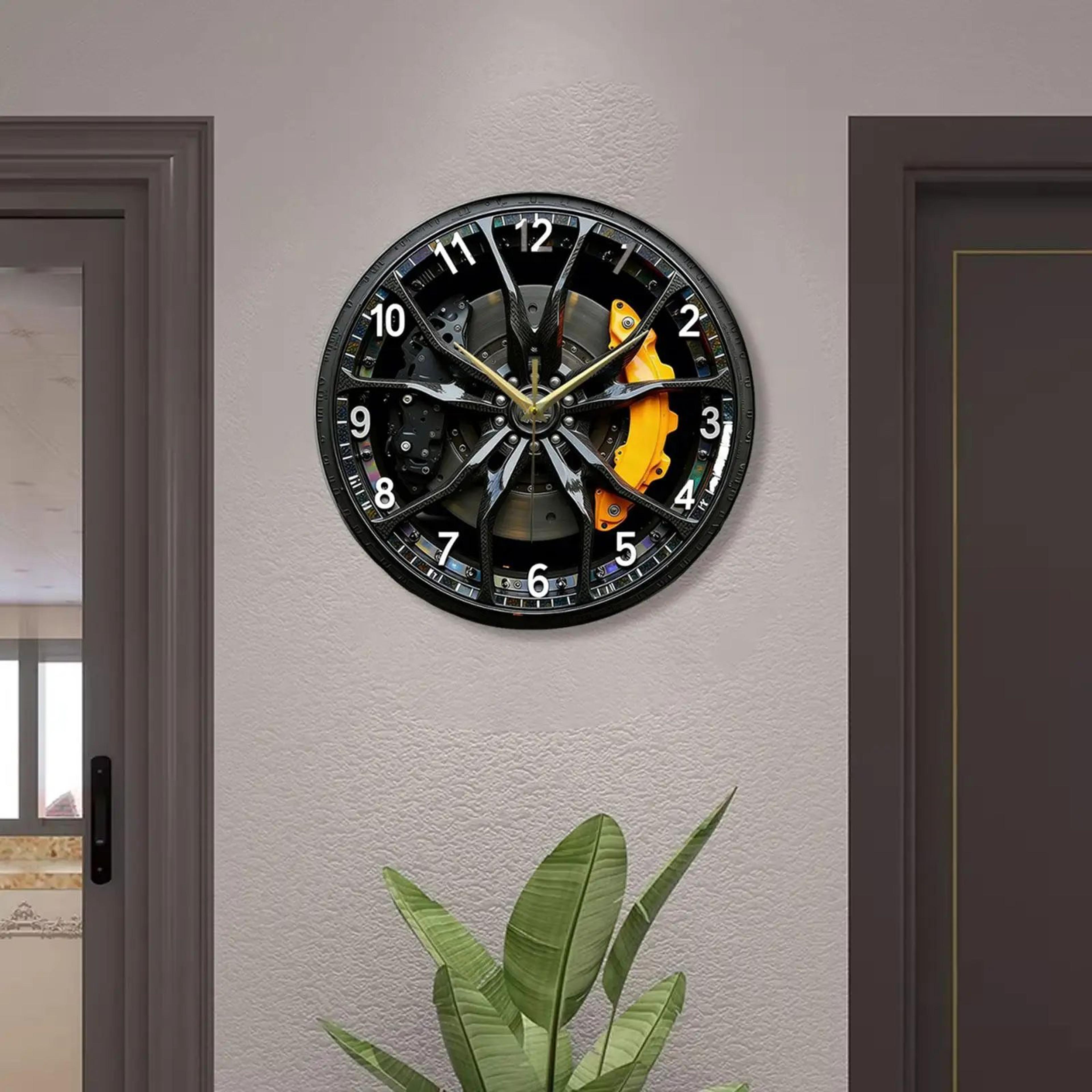 2D Car Wheel Hub Wall Clock  1181 In Silent Lightweight Acrylic Automotive Decor For Garage Farmhou 0