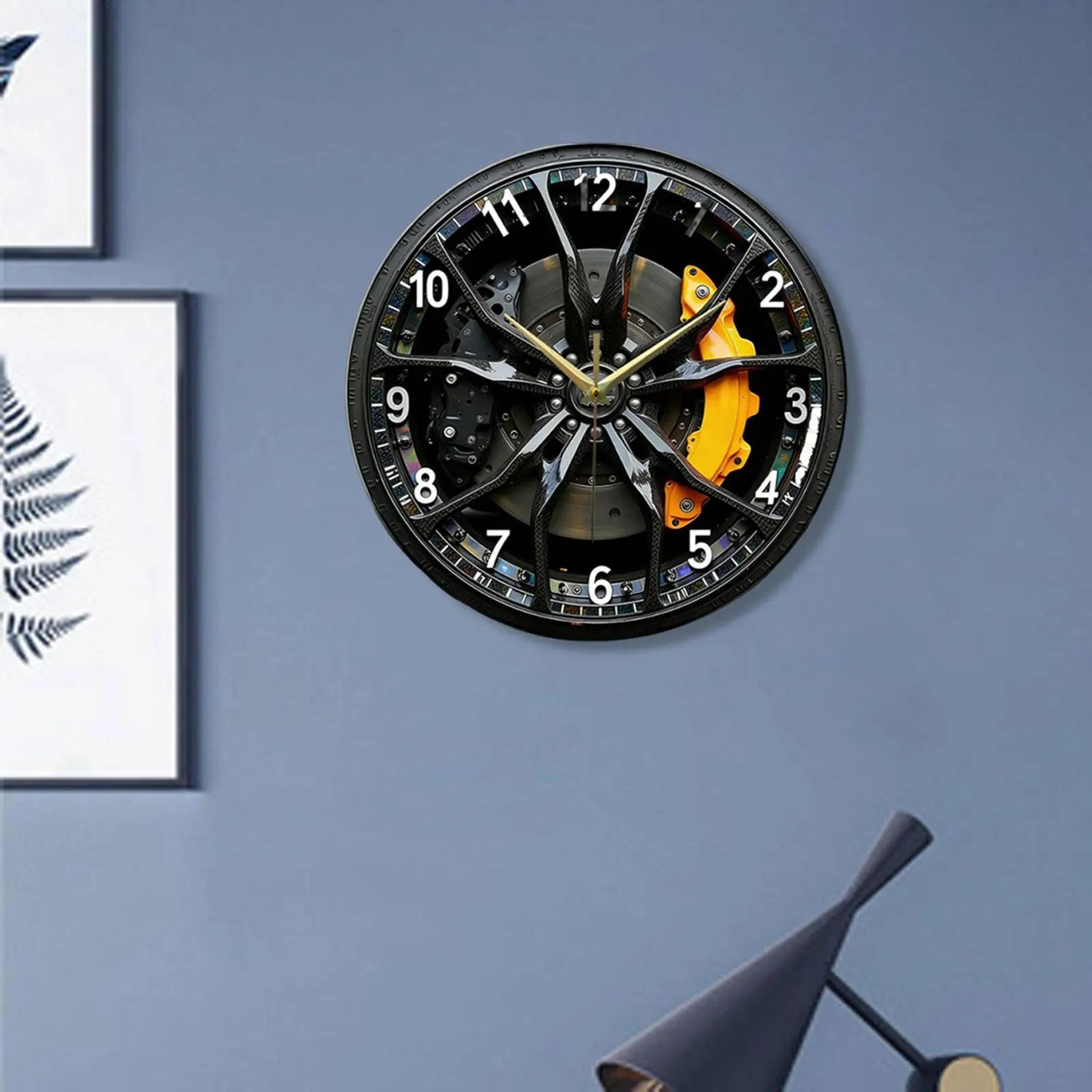 2D Car Wheel Hub Wall Clock  1181 In Silent Lightweight Acrylic Automotive Decor For Garage Farmhou 1