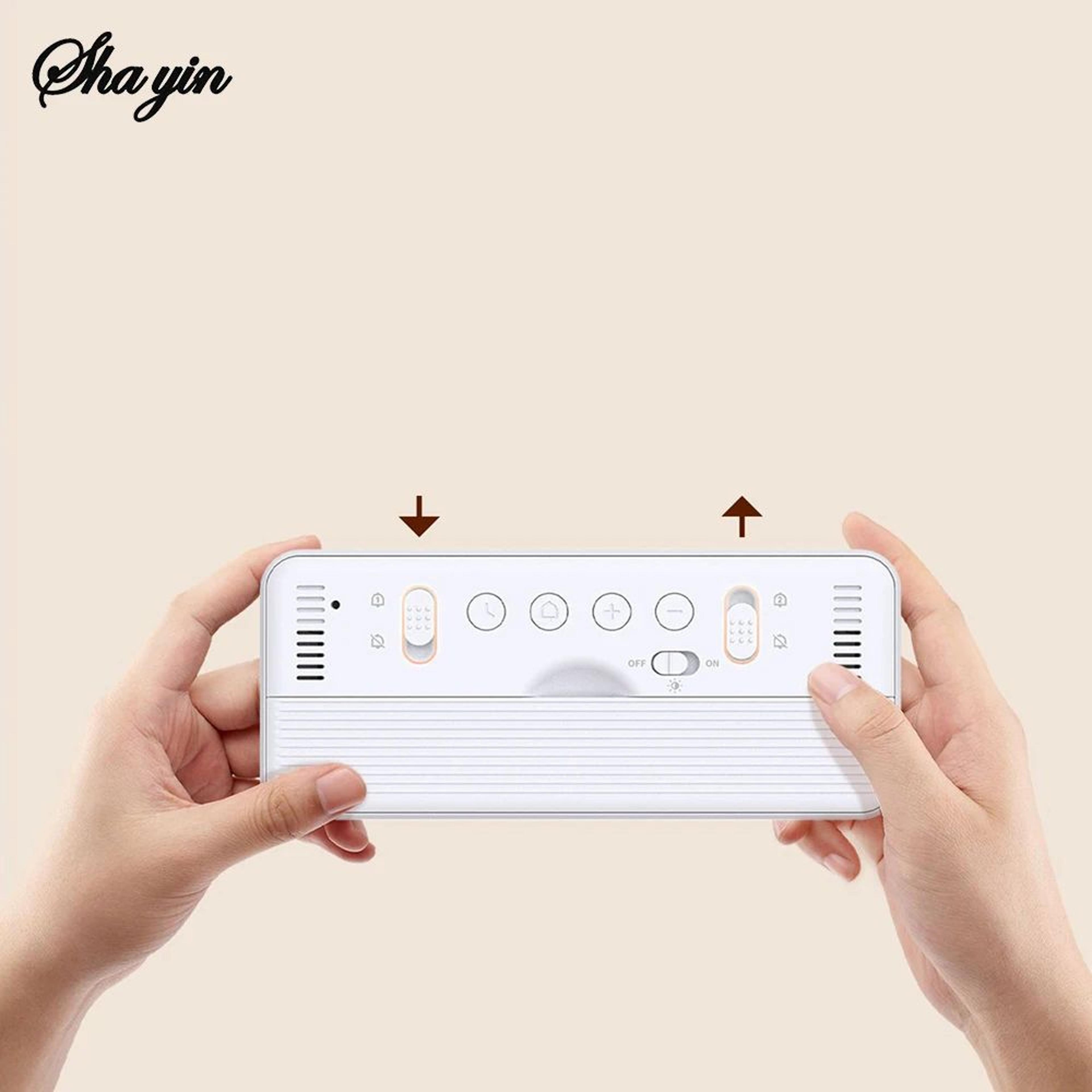 Multifunctional Digital Alarm Clock  Adjustable LED Display With Temperature Humidity Monitor  Dual