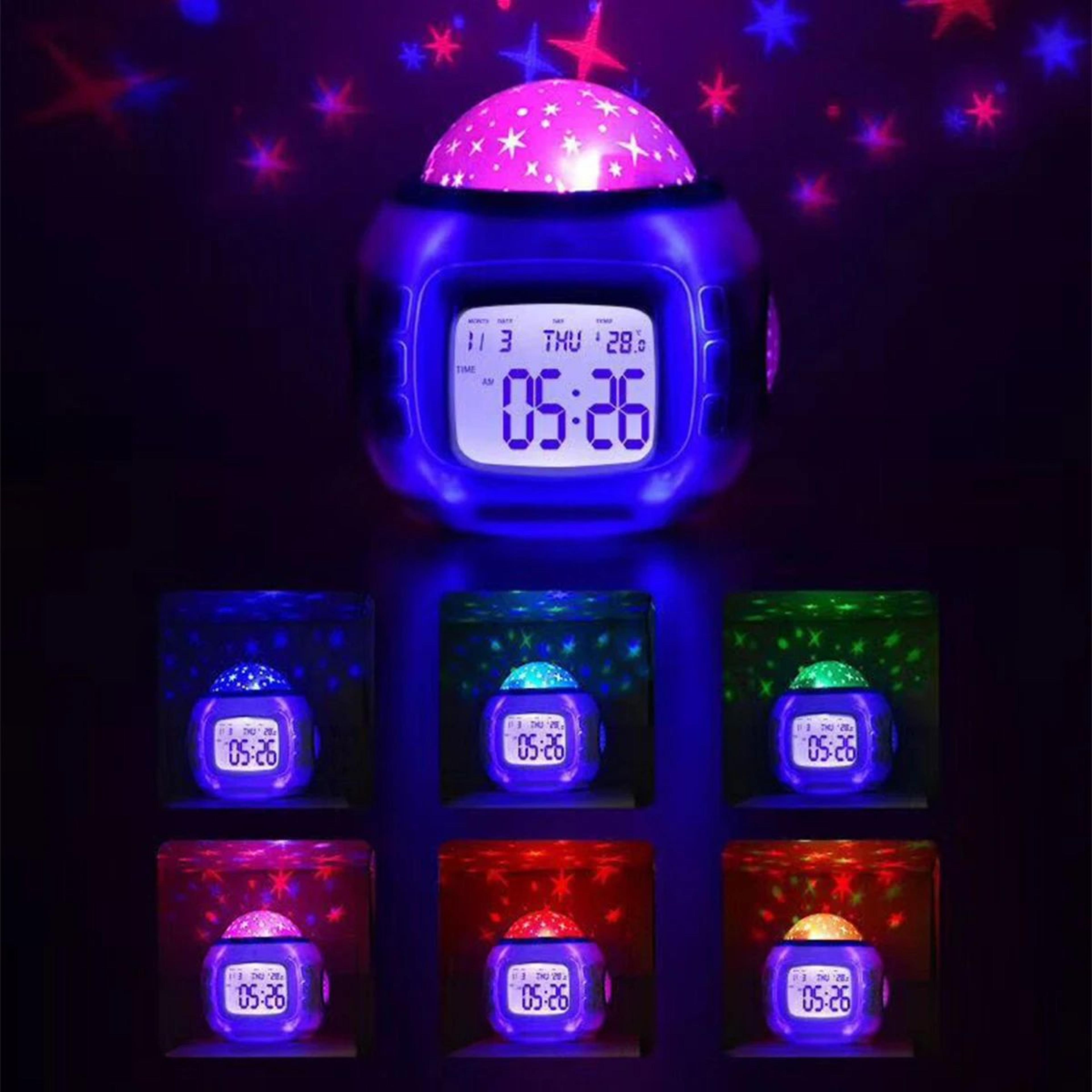 LED Star Projector Alarm Clock  Musical Digital Bedside Night Light With Snooze For Kids Bedroom De 5