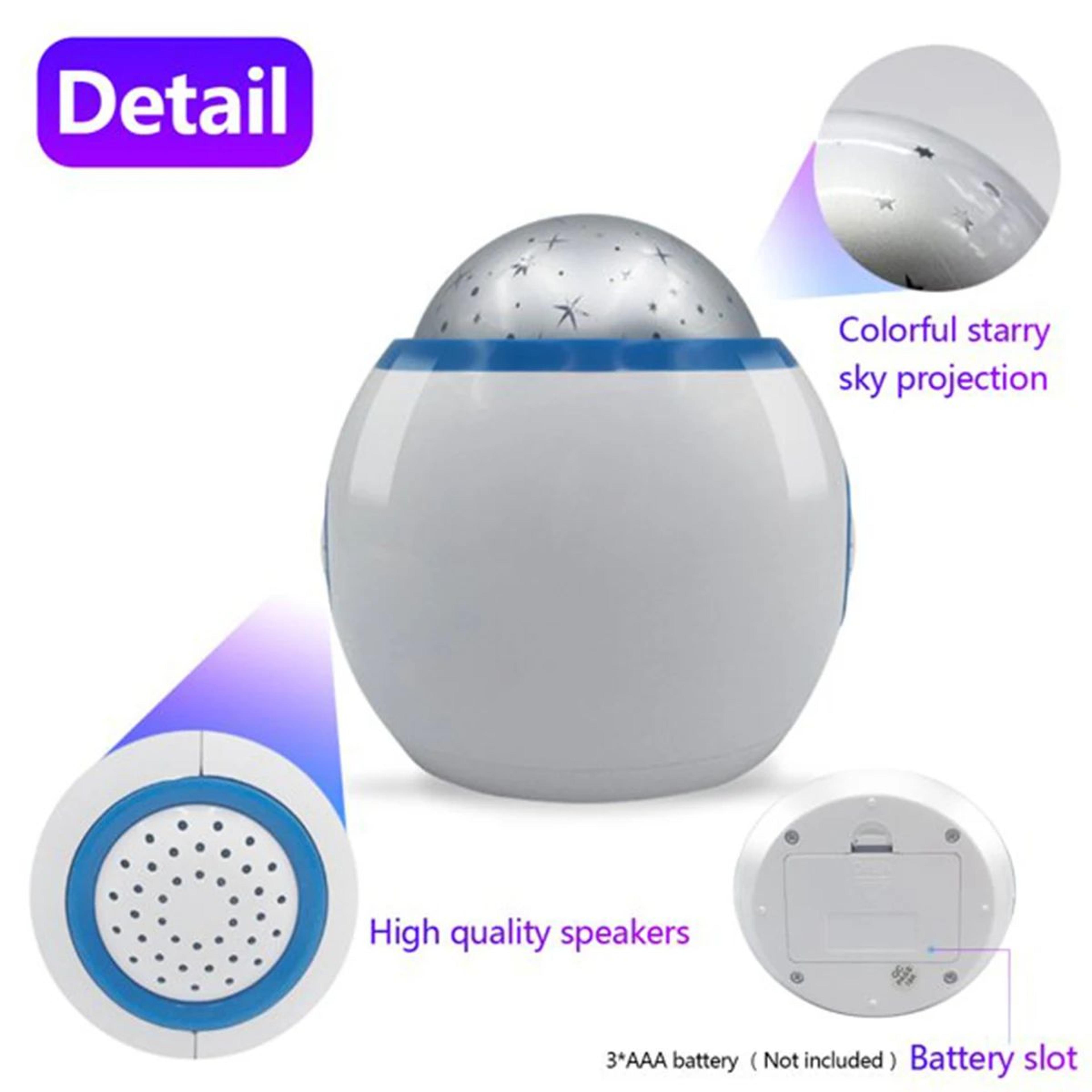 LED Star Projector Alarm Clock  Musical Digital Bedside Night Light With Snooze For Kids Bedroom De 3