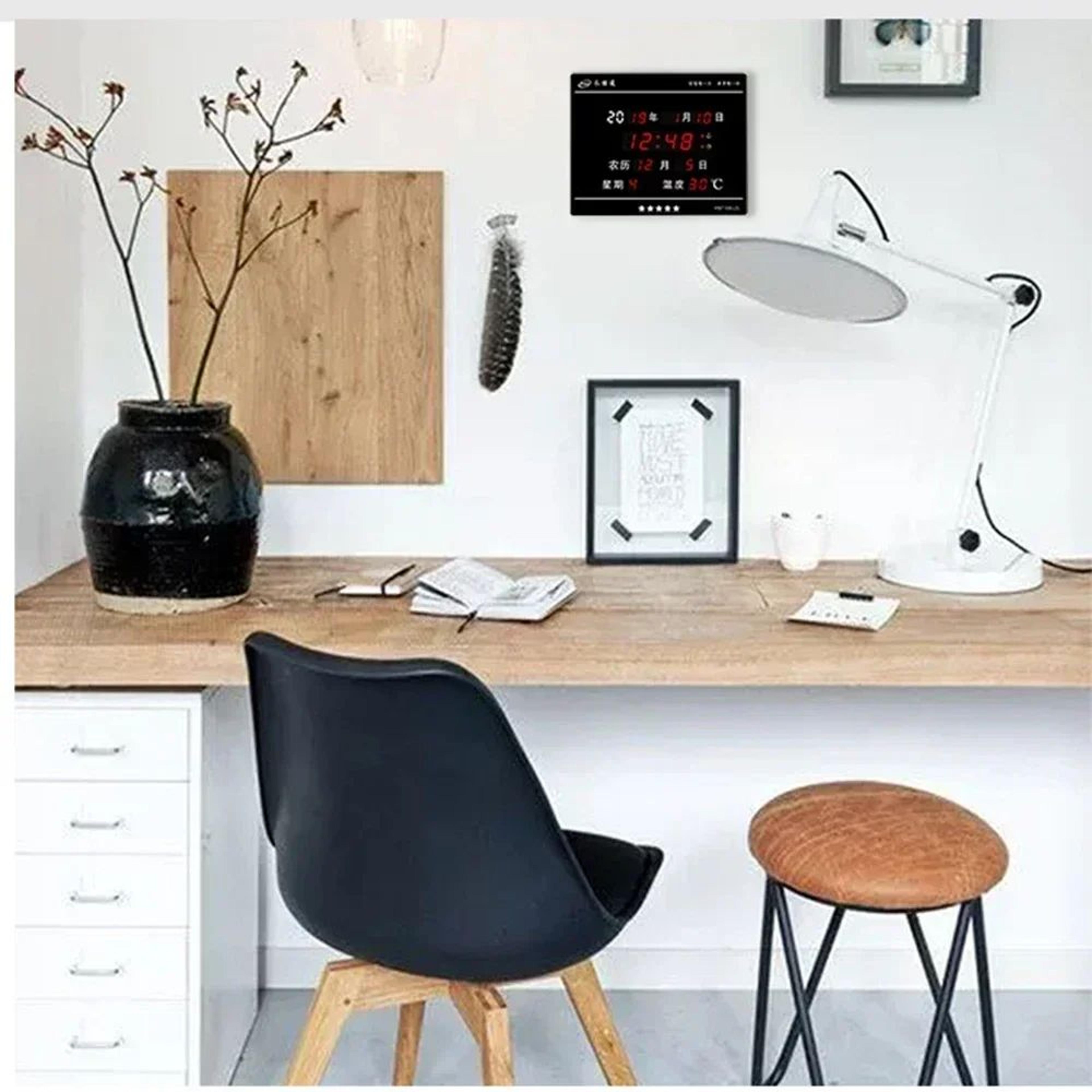 Large Digital Wall Clock  Perpetual Calendar LED Display With Indoor Temperature Humidity Auto Dimm 1